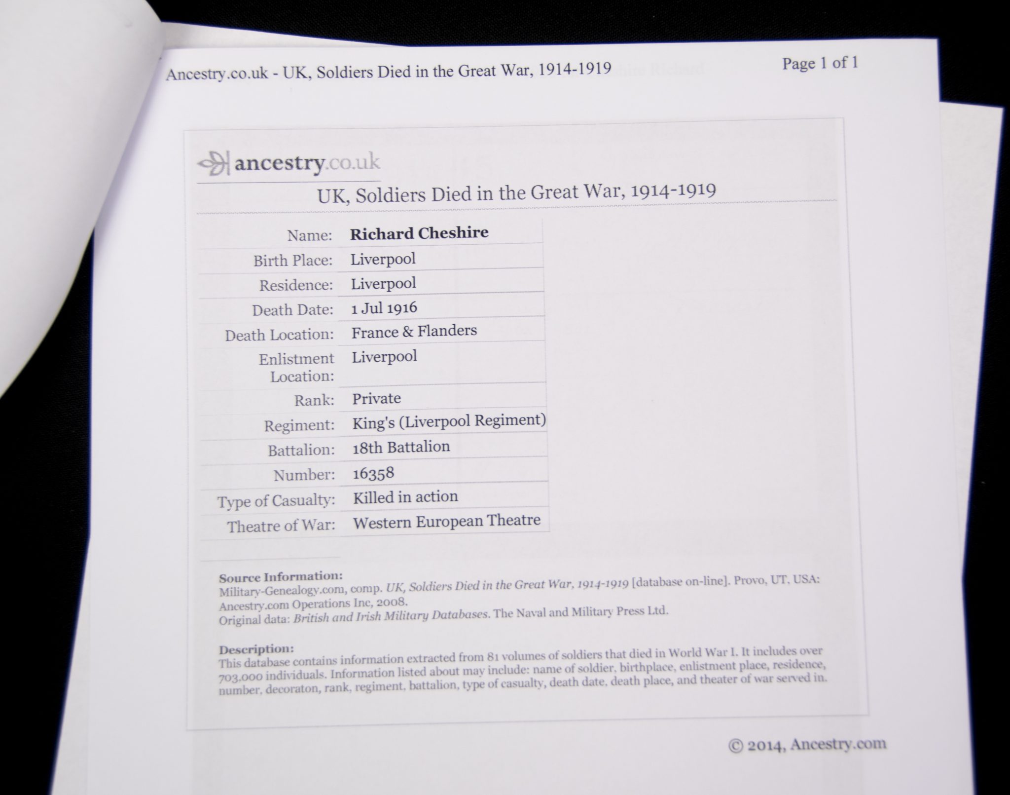 (British Army) First Day of the Somme 1 July 1916 - 1914-15 Star of Private Richard Brandon Chesire, 16358, 18th Bn., The King's Liverpool Regiment - Image 19