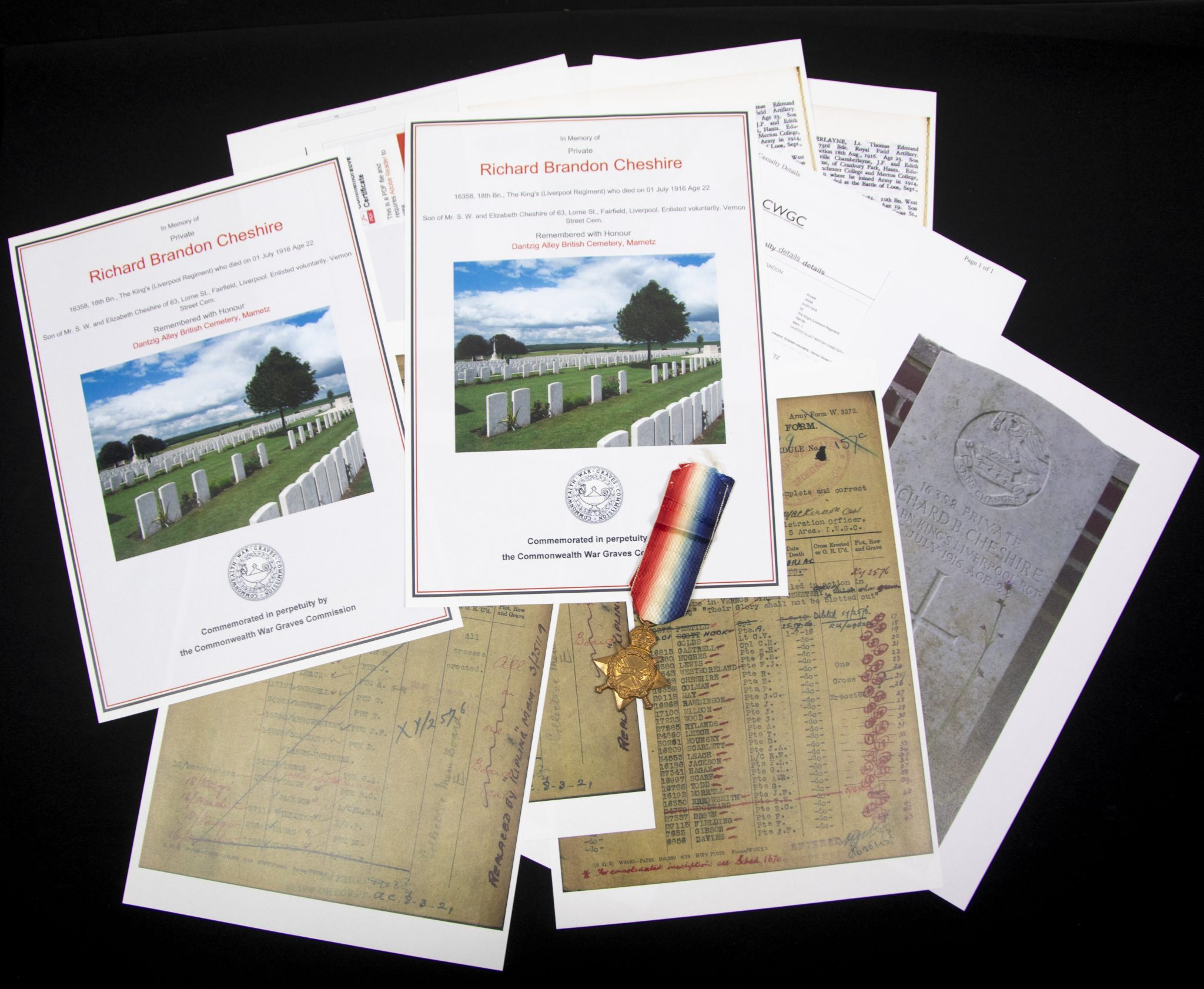 (British Army) First Day of the Somme 1 July 1916 - 1914-15 Star of Private Richard Brandon Chesire, 16358, 18th Bn., The King's Liverpool Regiment