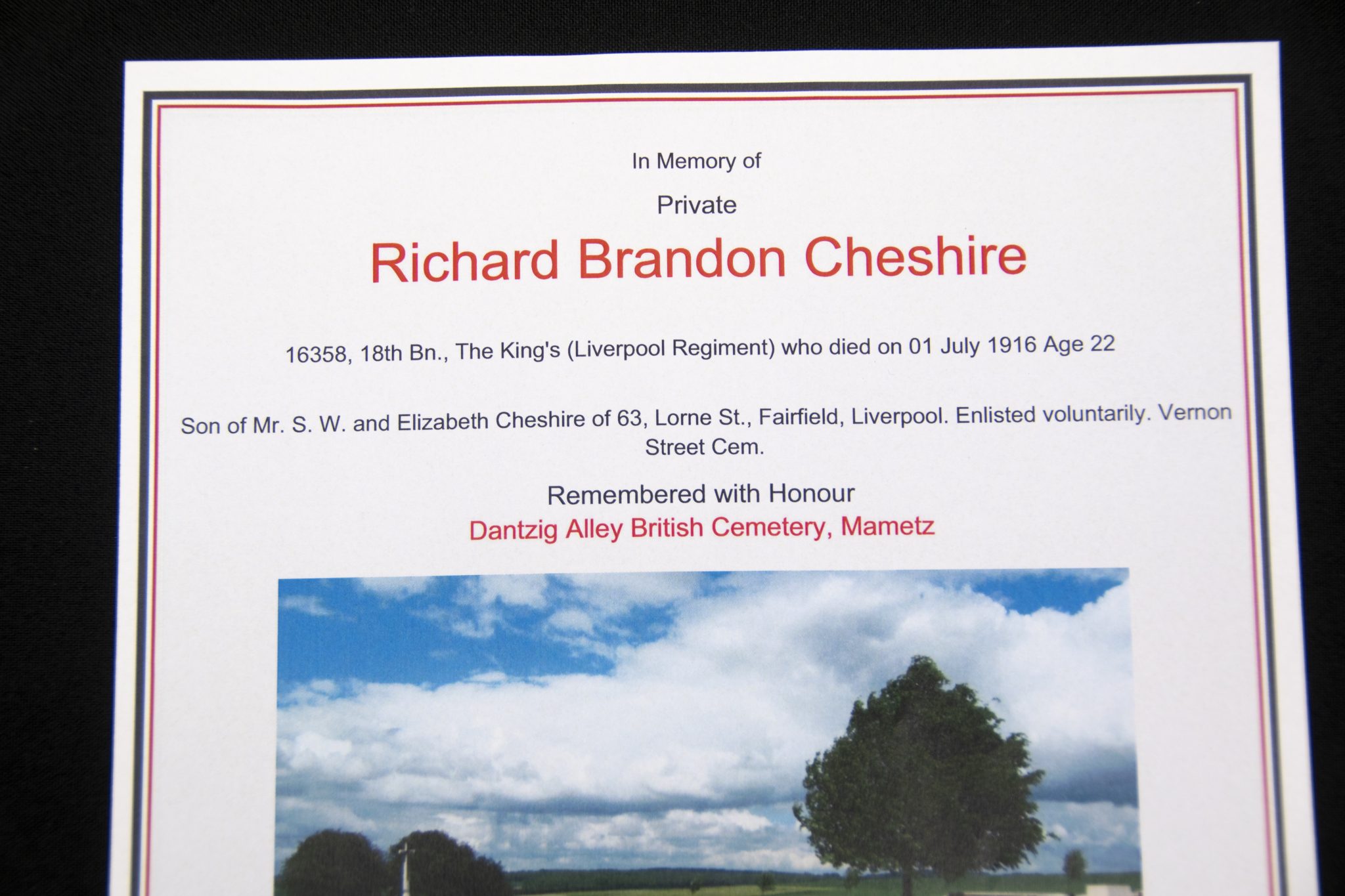 (British Army) First Day of the Somme 1 July 1916 - 1914-15 Star of Private Richard Brandon Chesire, 16358, 18th Bn., The King's Liverpool Regiment - Image 9