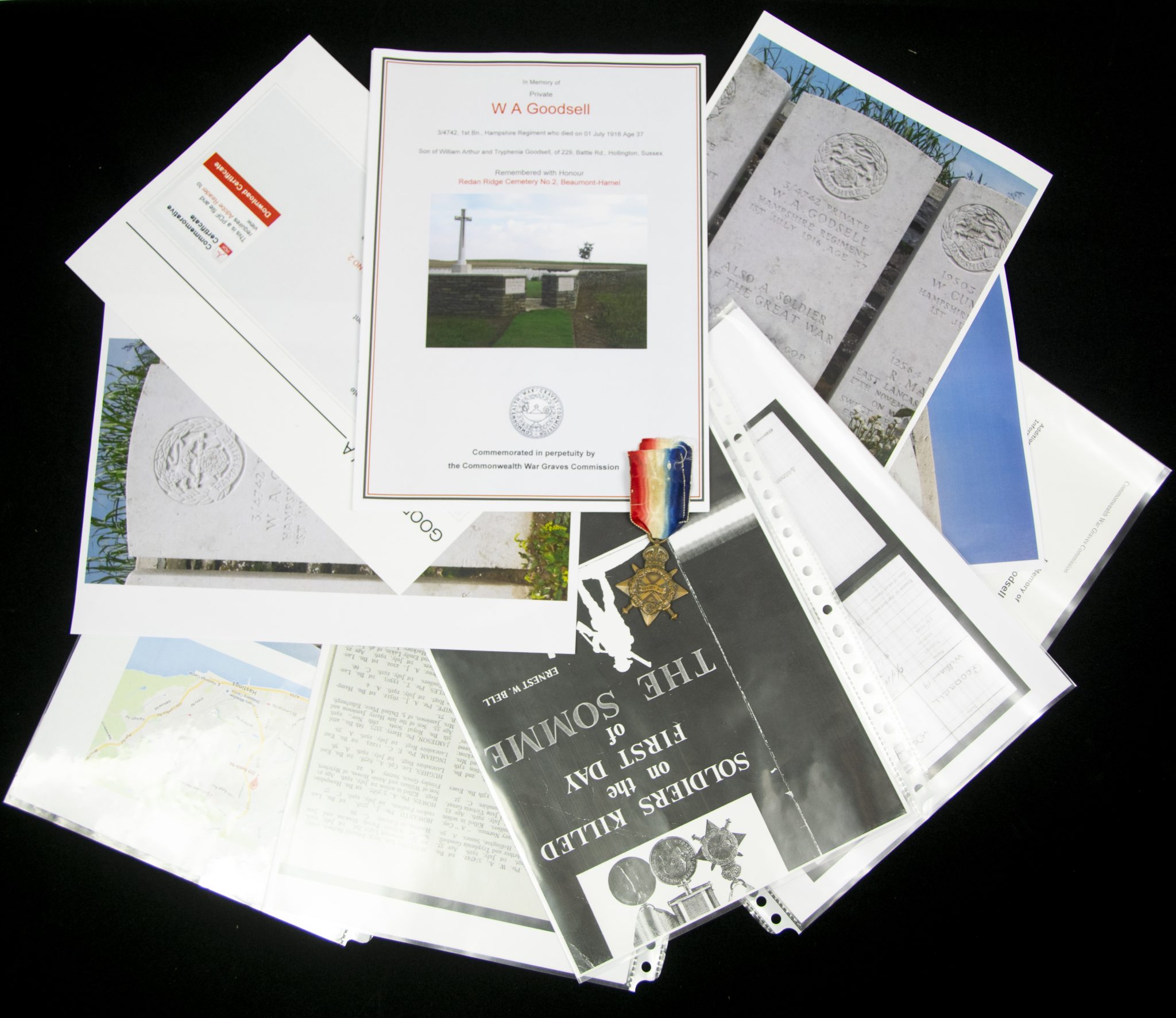 (British Army) First Day of the Somme 1 July 1916 - 1914-15 Star of Private W. A. Goodsell, 34742, 1st Bn., Hampshire Regiment