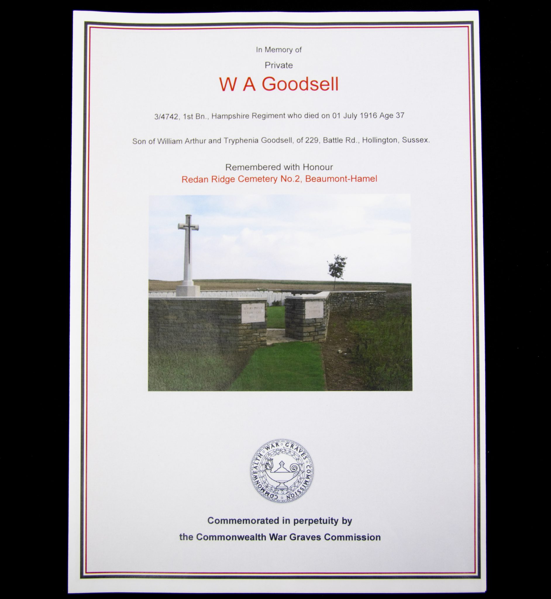 (British Army) First Day of the Somme 1 July 1916 - 1914-15 Star of Private William Arthur Goodsell, 3/4742, 1st Bn., Hampshire Regiment - Image 7