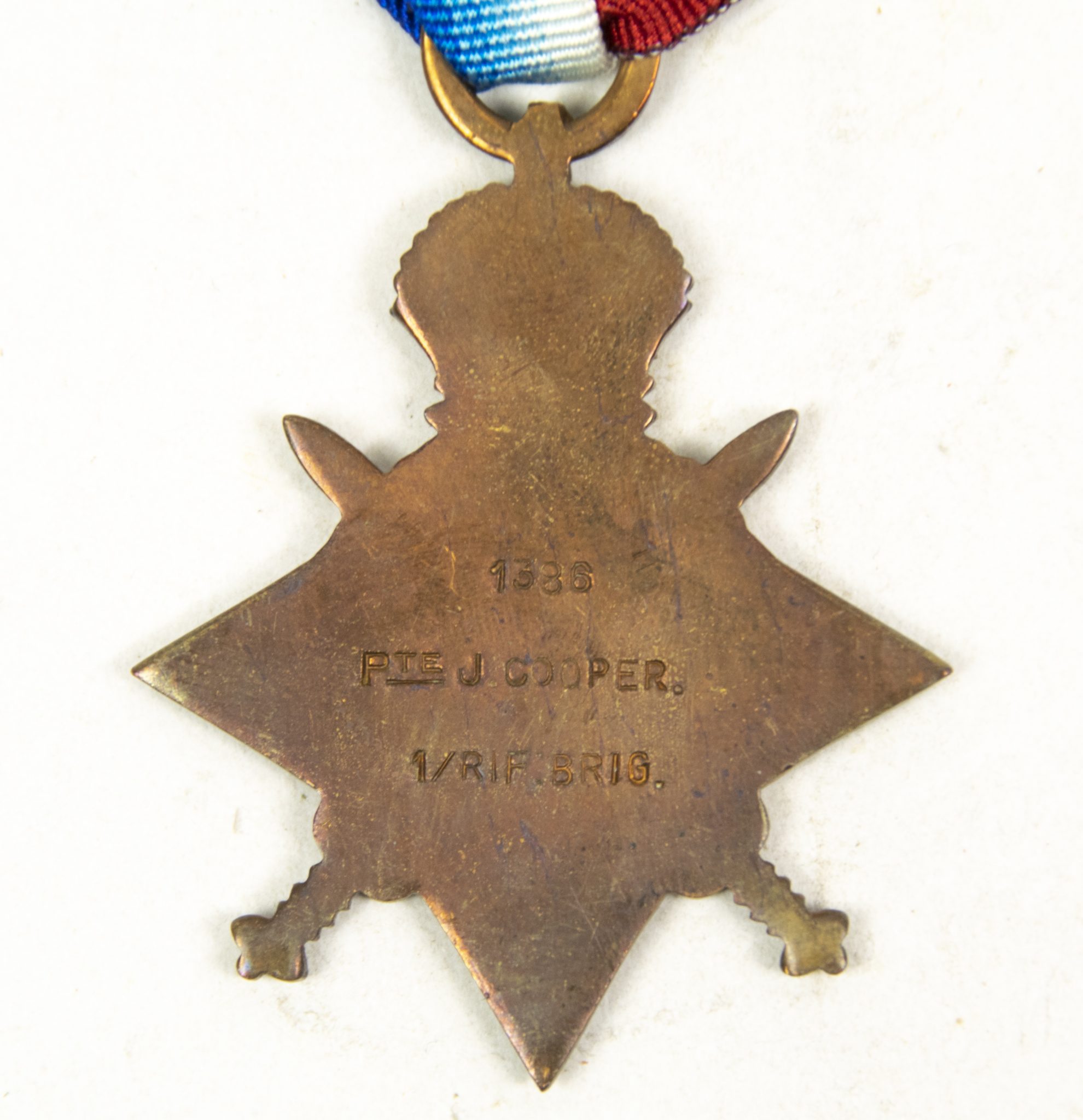 (British Army) First Day of the Somme 1 July 1916 - 1914 Star of Rifleman John Cooper, 1386, "C" Coy. 1st Bn., Rifle Brigade - Image 5