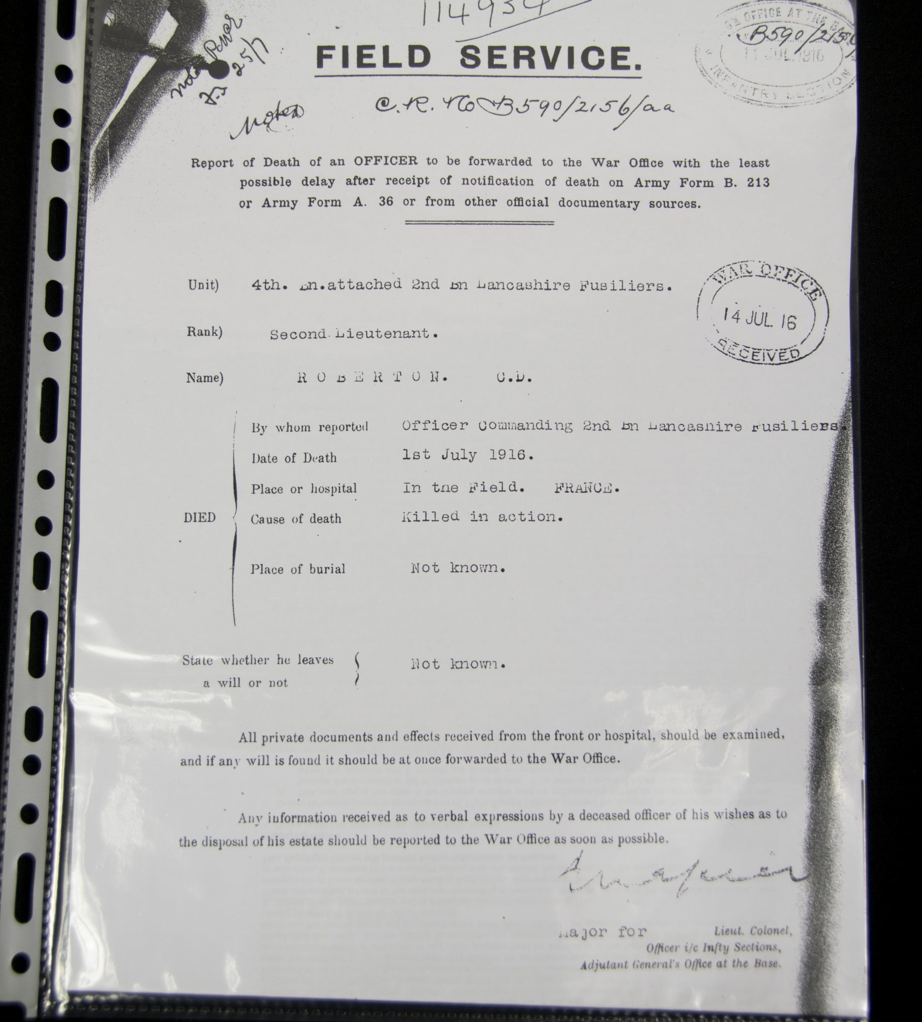 (British Army) First Day of the Somme 1 July 1916 - 1914-15 Star of Second Lieutenant Charlie Drinnan Robertson 4th Bn., Lancashire Fusiliers - Image 38