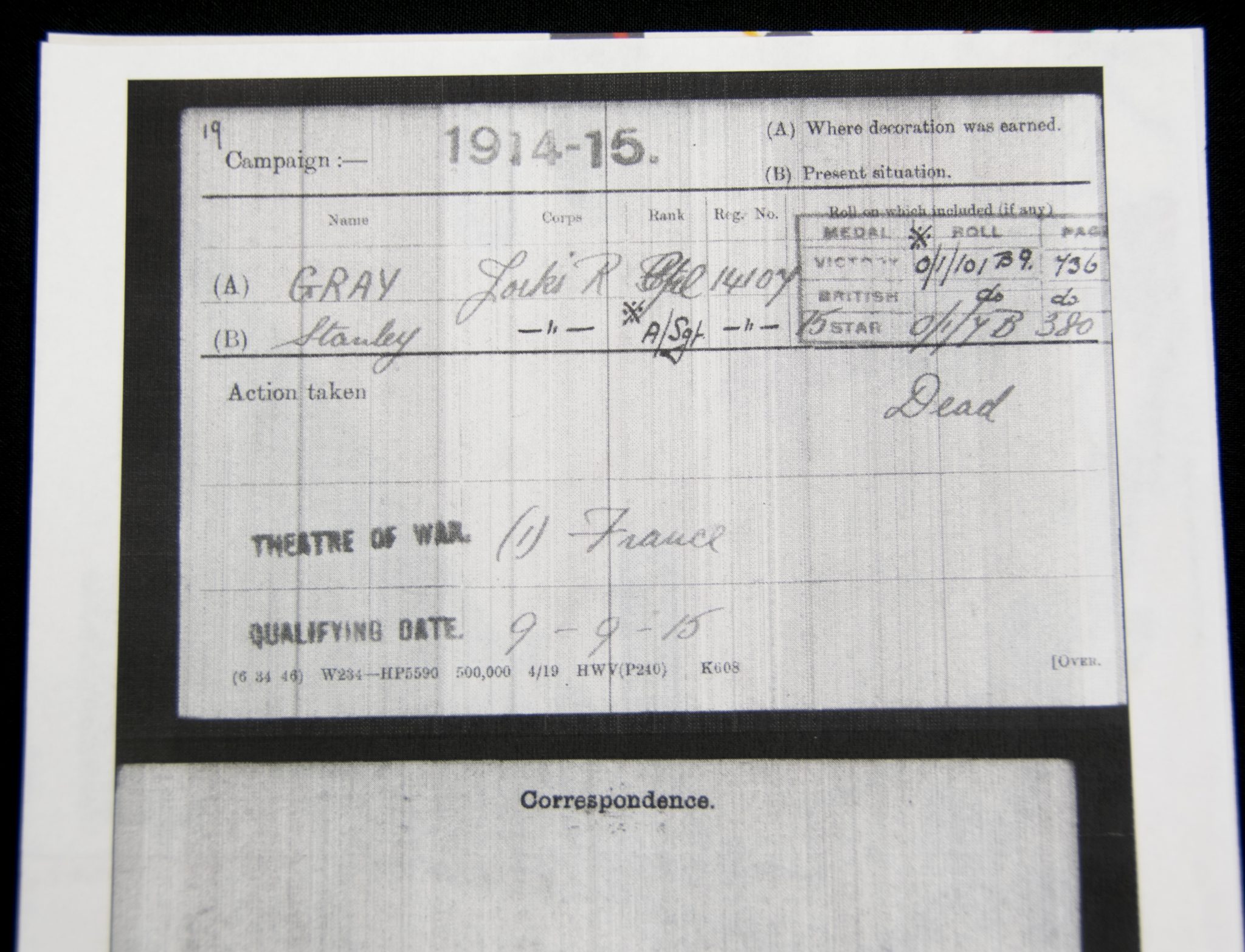 (British Army) First Day of the Somme 1 July 1916 - 1914-15 Star of Serjant Stanley Gray, 14107, 10th Bn., Yorkshire Regiment - Image 15