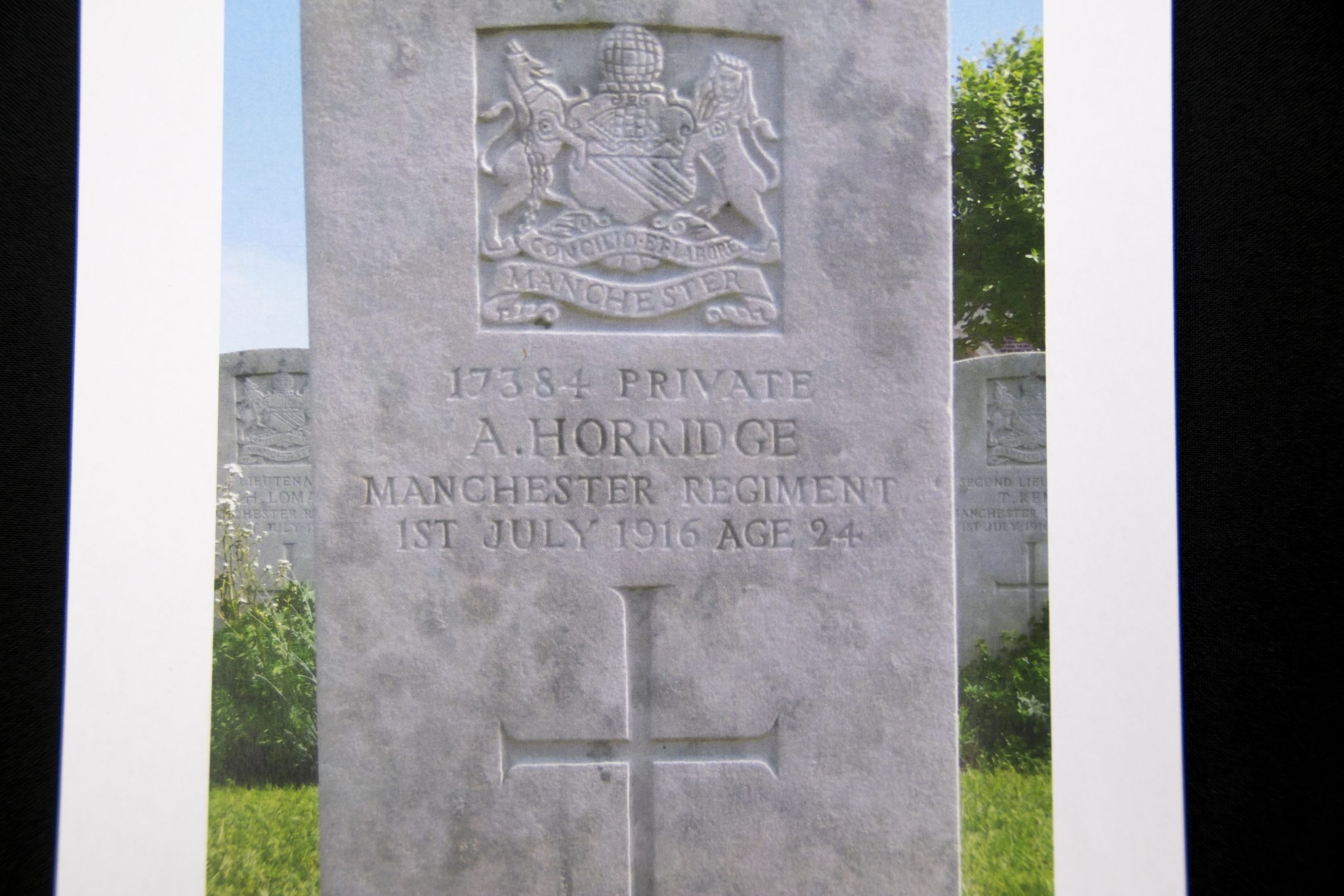 (British Army) First Day of the Somme 1 July 1916 - Brittish War Medal of Private A Horridge, 17384, B Coy. 20th Bn., Manchester Regiment