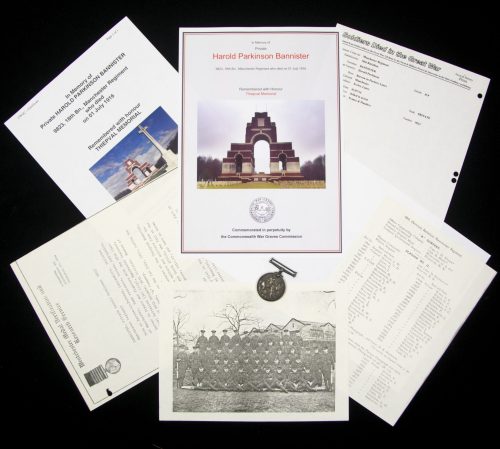 (British Army) First Day of the Somme 1 July 1916 - Brittish War Medal of Private Harold Parkinson Bannister, 9823, 18th Bn., Manchester Regiment