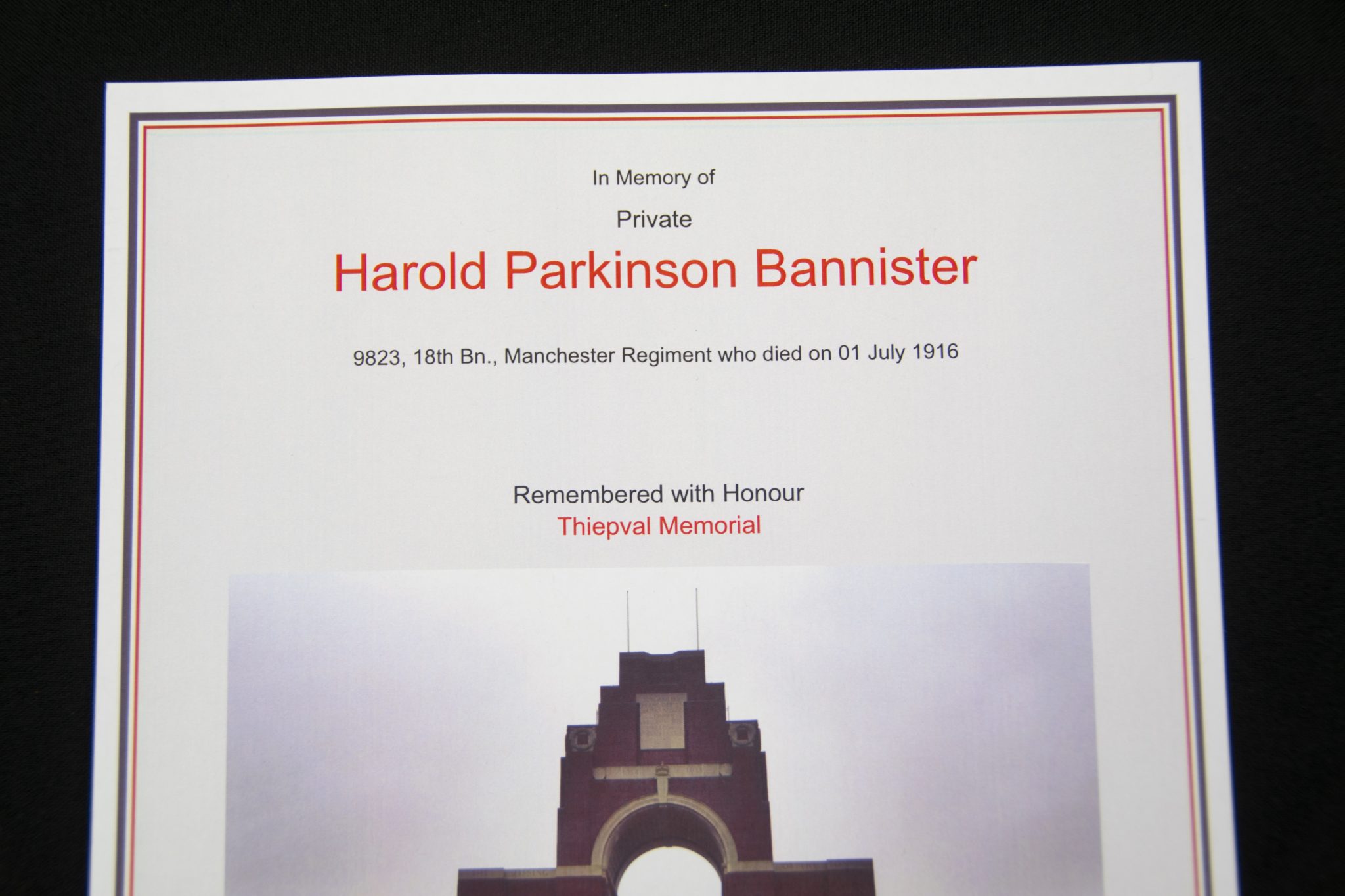 (British Army) First Day of the Somme 1 July 1916 - Brittish War Medal of Private Harold Parkinson Bannister, 9823, 18th Bn., Manchester Regiment - Image 8