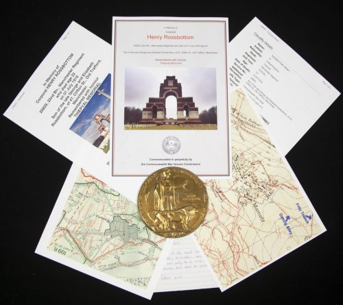 (British Army) First Day of the Somme 1 July 1916 - Memorial plaque of Corporal Henry Rossbottom, 20829, 22nd Bn., Manchester Regiment