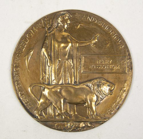 (British Army) First Day of the Somme 1 July 1916 - Memorial plaque of Corporal Henry Rossbottom, 20829, 22nd Bn., Manchester Regiment