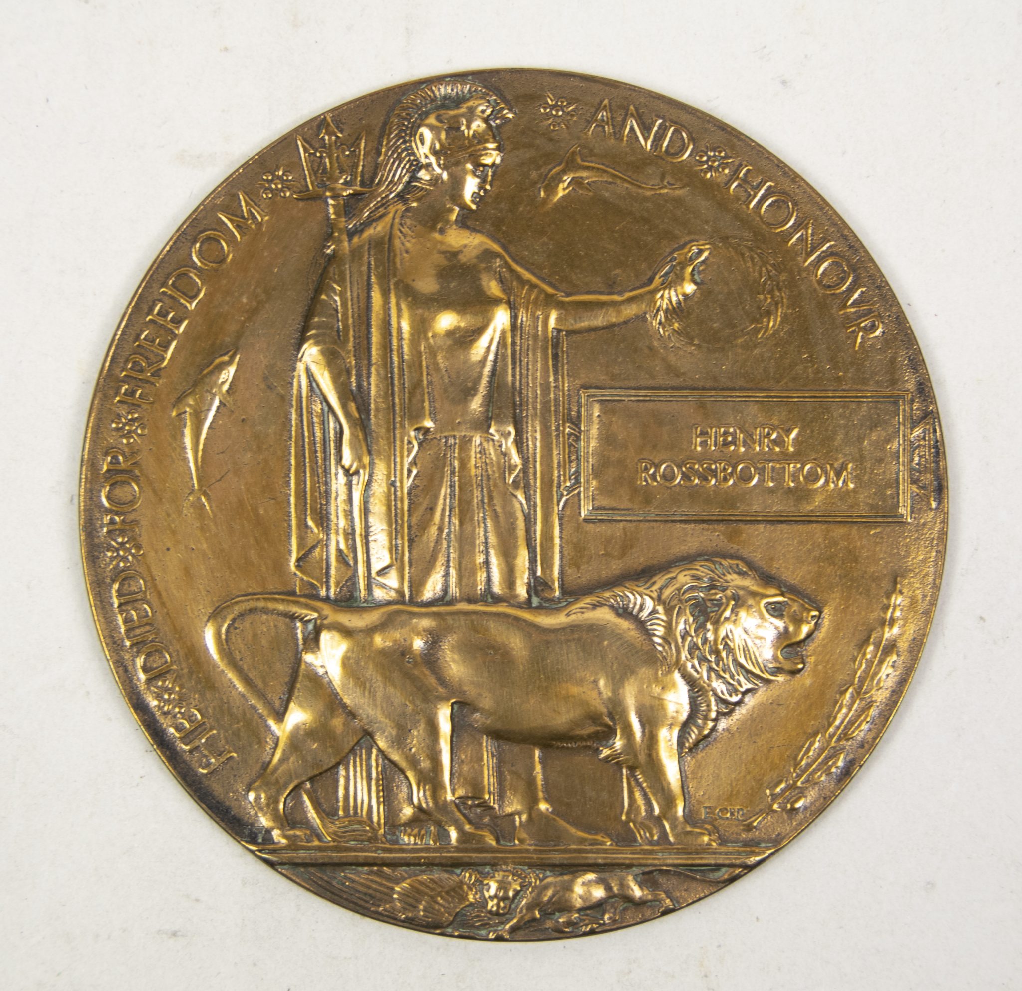 (British Army) First Day of the Somme 1 July 1916 – Memorial plaque of Corporal Henry Rossbottom, 20829, 22nd Bn., Manchester Regiment (2)