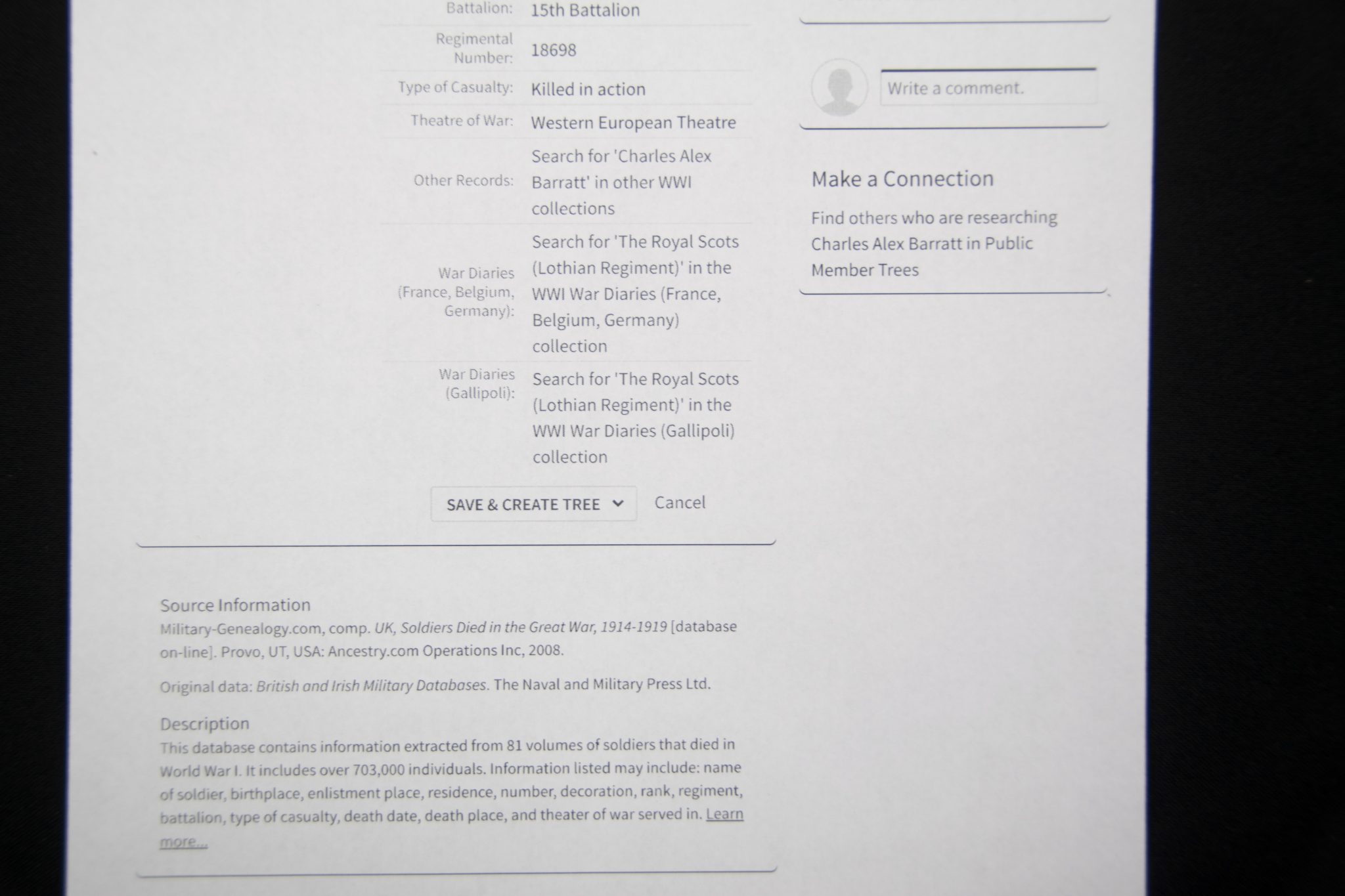 (British Army) First Day of the Somme 1 July 1916 - Memorial plaque of Privat Charles Alex Barratt, 18698, 15th Bn., Royal Scots - Image 14