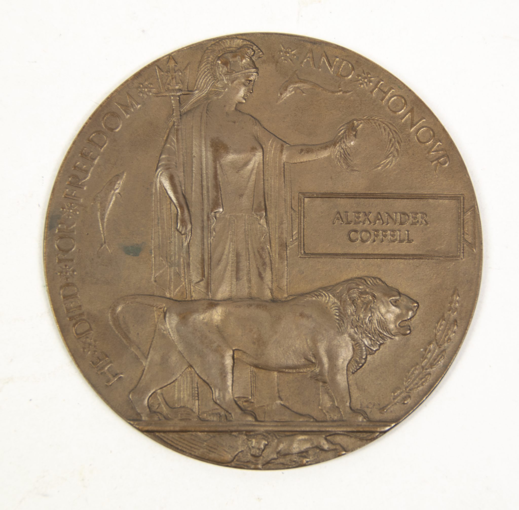 (British Army) First Day of the Somme 1 July 1916 – Memorial plaque of Private Alexander Coffell, 26183, 16th Bn., Highland Light Infantry (4)