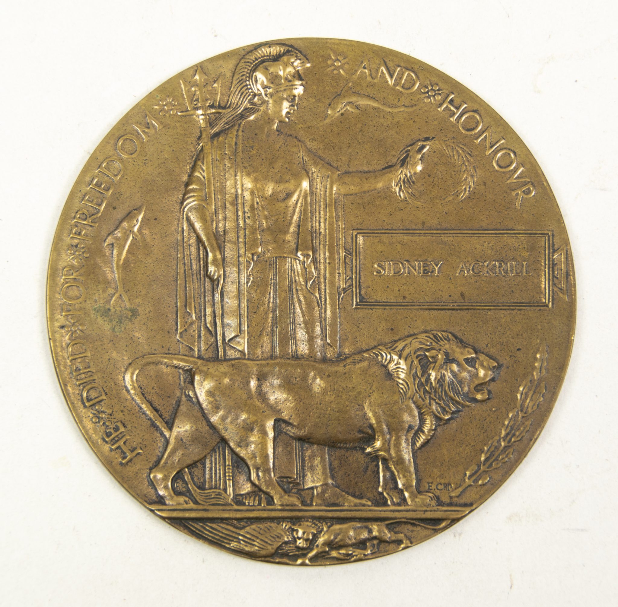 (British Army) First Day of the Somme 1 July 1916 – Memorial plaque of Private Sidney Ackrill, 305096, 8th Bn., Royal Warwickshire Regiment (3)