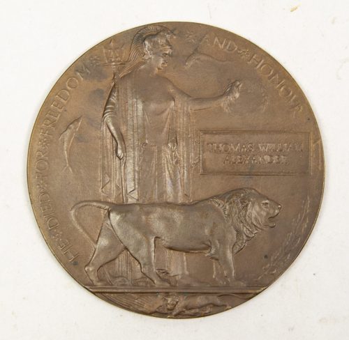 (British Army) First Day of the Somme 1 July 1916 - Memorial plaque of Private Thomas William Alexander, 4115, 1st13th Kensington Bn., London Regiment