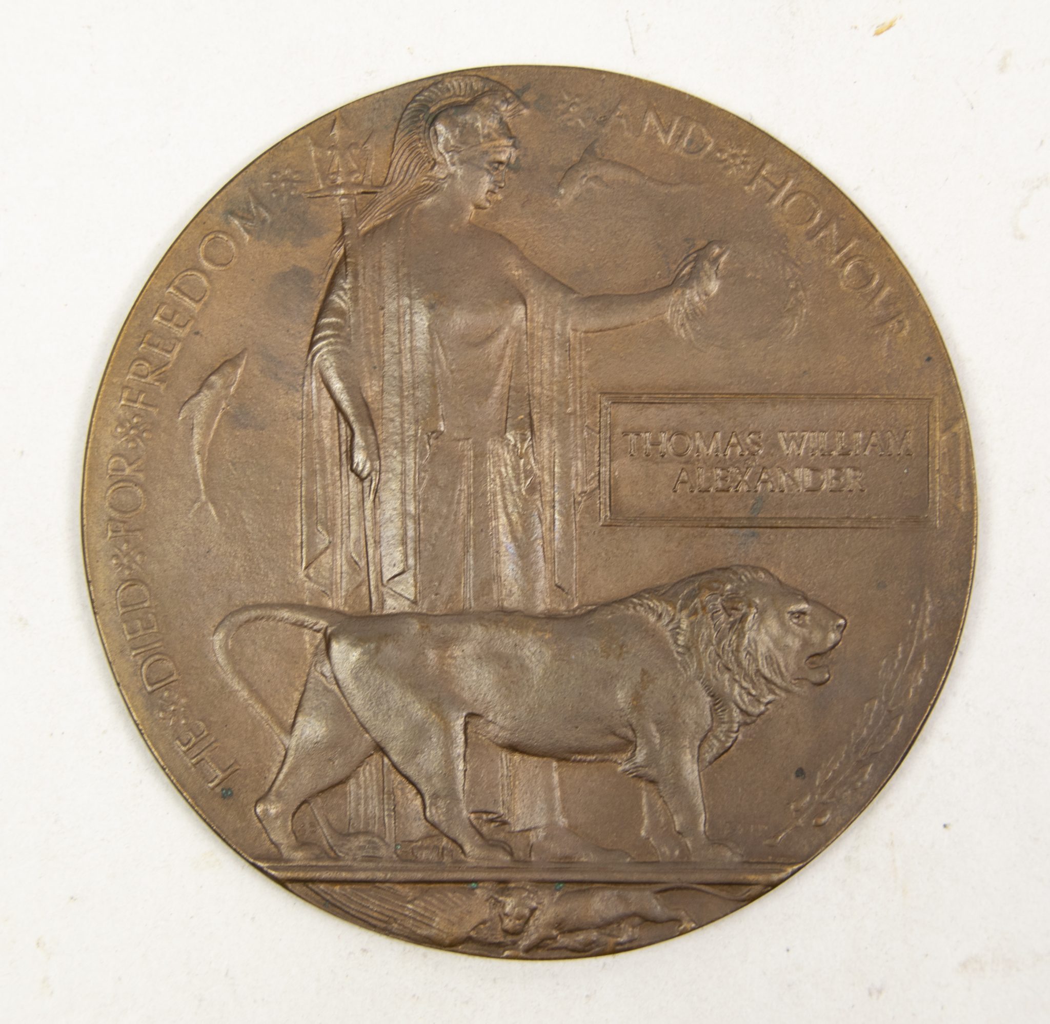 (British Army) First Day of the Somme 1 July 1916 – Memorial plaque of Private Thomas William Alexander, 4115, 1st13th Kensington Bn., London Regiment (3) (British Army) First Day of the Somme 1 July 1916 - Memorial plaque of Private Thomas William Alexander, 4115, 1st13th Kensington Bn., London Regiment