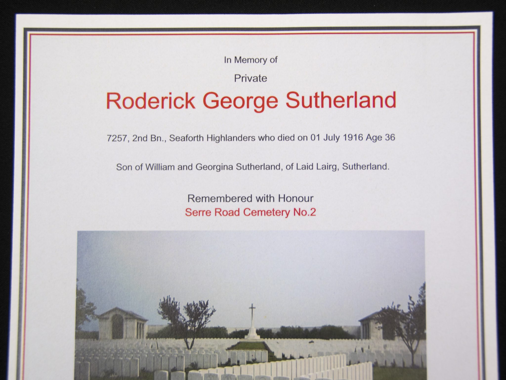 (British Army) First Day of the Somme 1 July 1916 - Memorial plaques of The Sutherland Brothers, 7257 + 6675 - RARE - Image 22