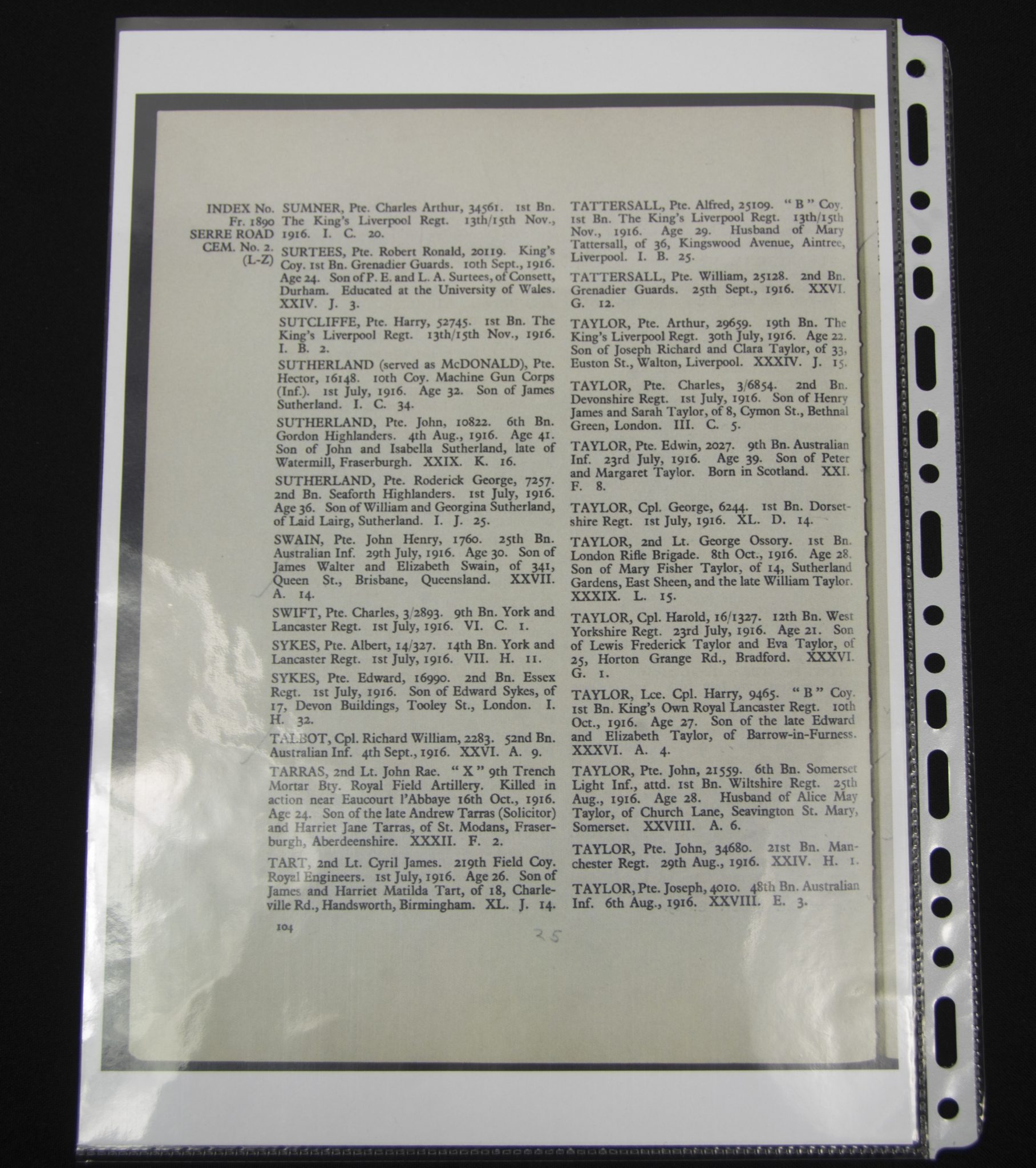 (British Army) First Day of the Somme 1 July 1916 - Memorial plaques of The Sutherland Brothers, 7257 + 6675 - RARE - Image 27