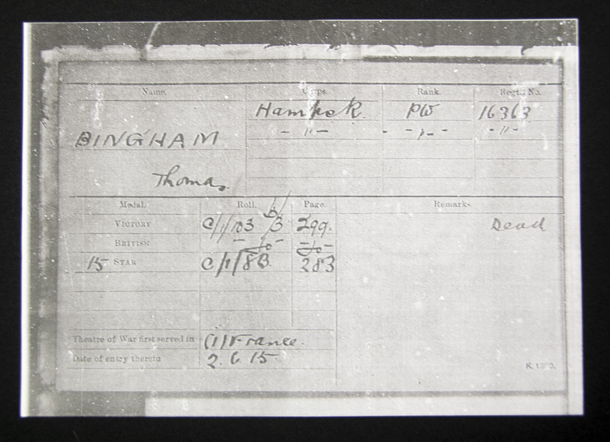 (British Army) First Day of the Somme 1 July 1916 - Victory medal + Brittish War Medal of Private Thomas Bingham, 16363, 1st Bn., Hampshire Regiment - Image 18