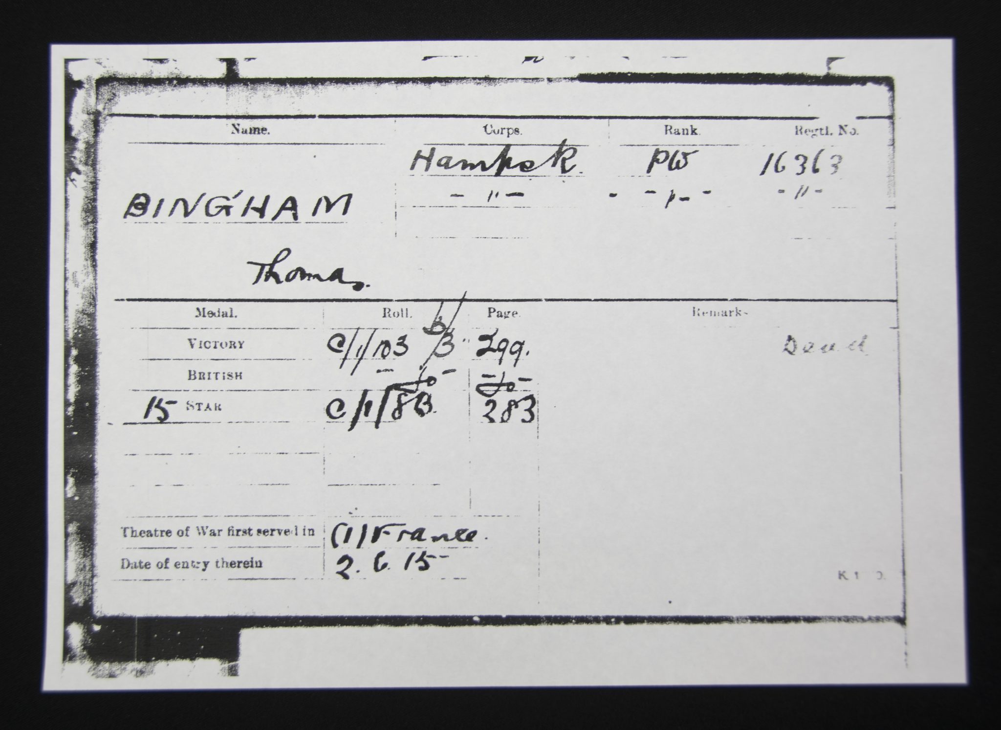(British Army) First Day of the Somme 1 July 1916 - Victory medal + Brittish War Medal of Private Thomas Bingham, 16363, 1st Bn., Hampshire Regiment - Image 19