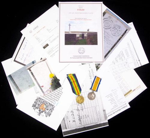 (British Army) First Day of the Somme 1 July 1916 - Victory medal + Brittish War Medal of Serjeant Albert Budd, 33330, 1st Bn., Hampshire Regiment