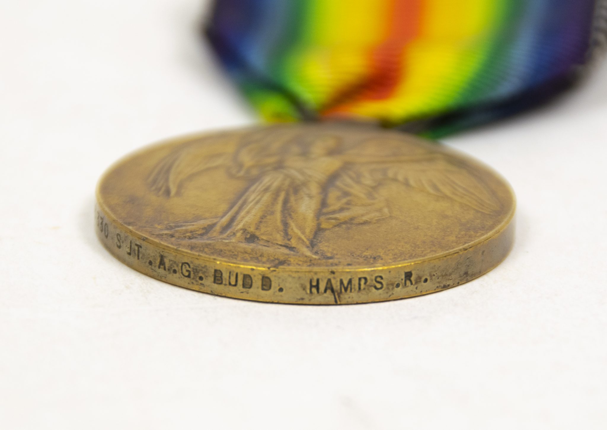 (British Army) First Day of the Somme 1 July 1916 - Victory medal + Brittish War Medal of Serjeant Albert Budd, 3/3330, 1st Bn., Hampshire Regiment - Image 7