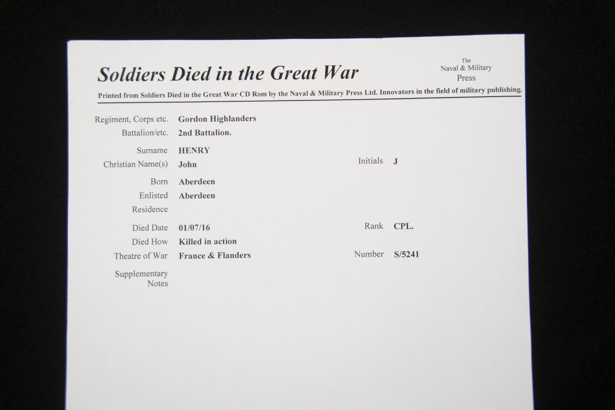 (British Army) First Day of the Somme 1 July 1916 - Victory medal of Corporal John Henry, 3/5421, 2nd Bn., Gordon Highlanders - Image 14