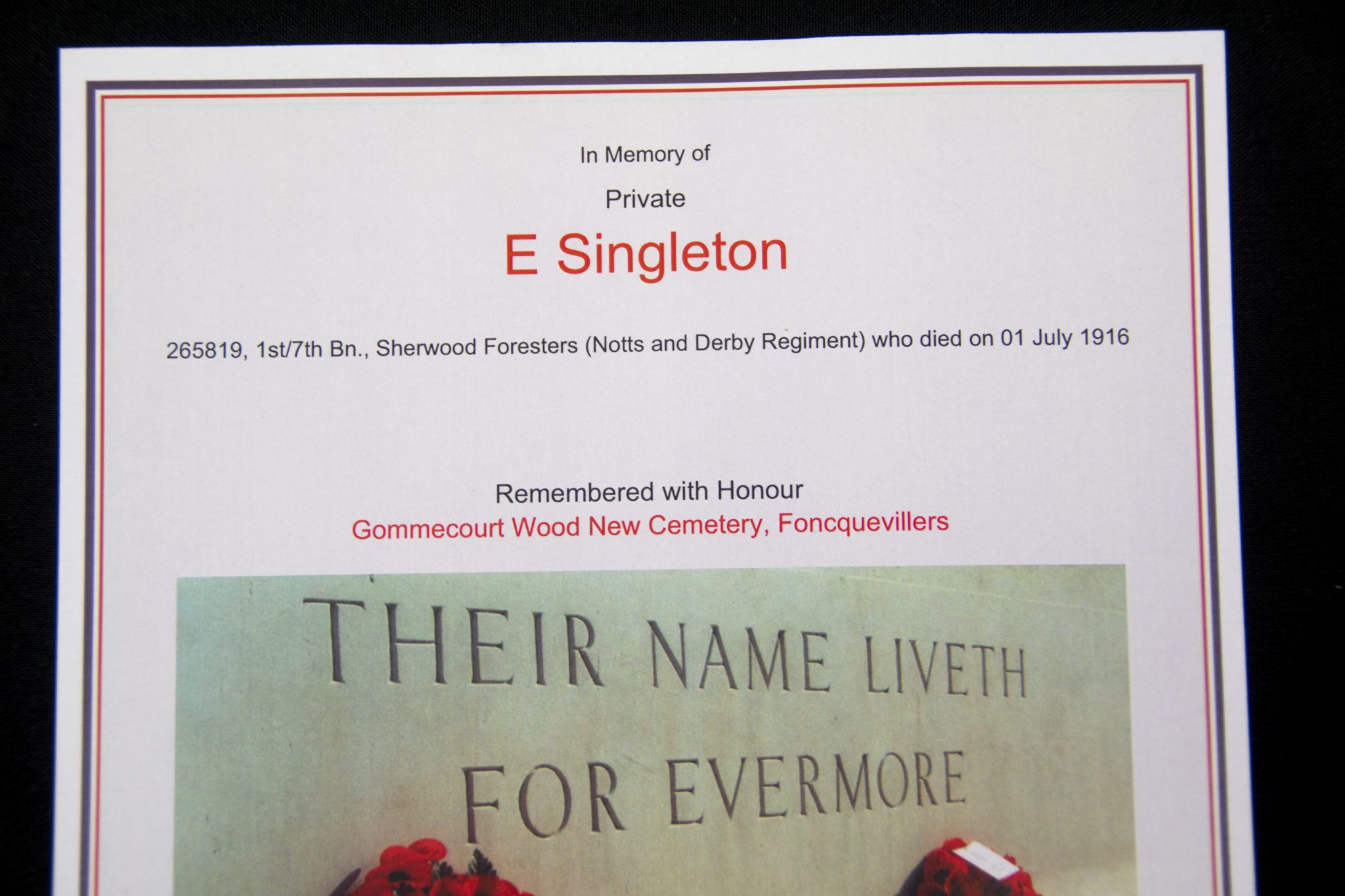 (British Army) First Day of the Somme 1 July 1916 - Victory medal of Private Edwin Singleton, 265819, 1st/7th Bn., Sherwood Foresters - Image 11