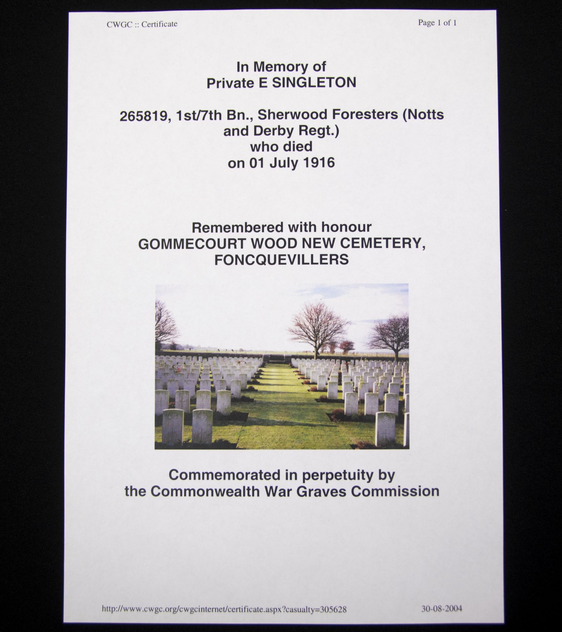 (British Army) First Day of the Somme 1 July 1916 - Victory medal of Private Edwin Singleton, 265819, 1st/7th Bn., Sherwood Foresters - Image 13