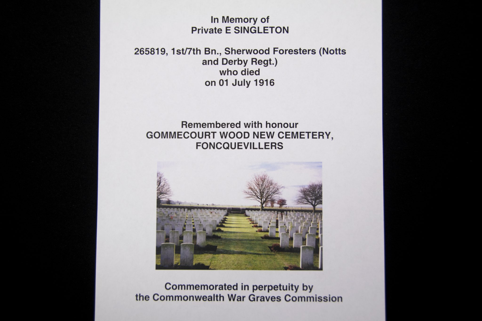 (British Army) First Day of the Somme 1 July 1916 - Victory medal of Private Edwin Singleton, 265819, 1st/7th Bn., Sherwood Foresters - Image 14