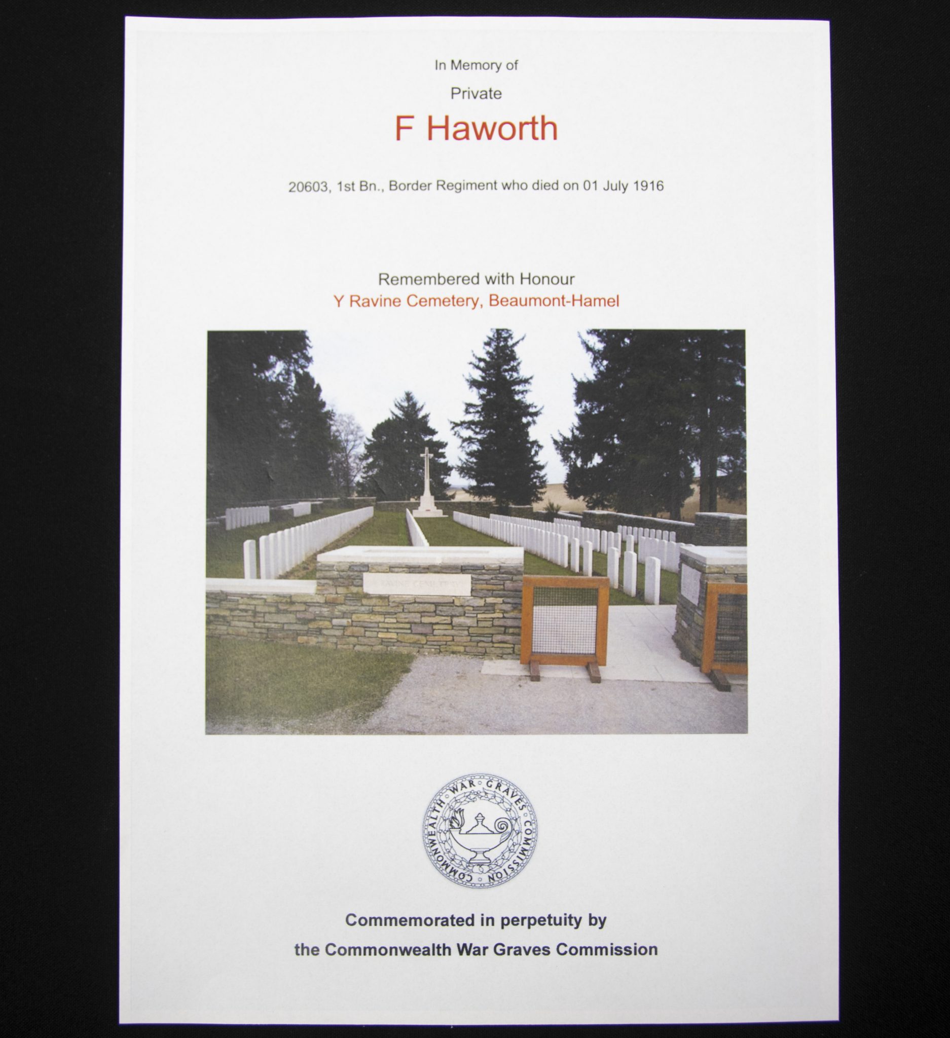 (British Army) First Day of the Somme 1 July 1916 - Victory medal of Private F. Haworth, 20603, 1st Bn., Border Regiment - Image 20