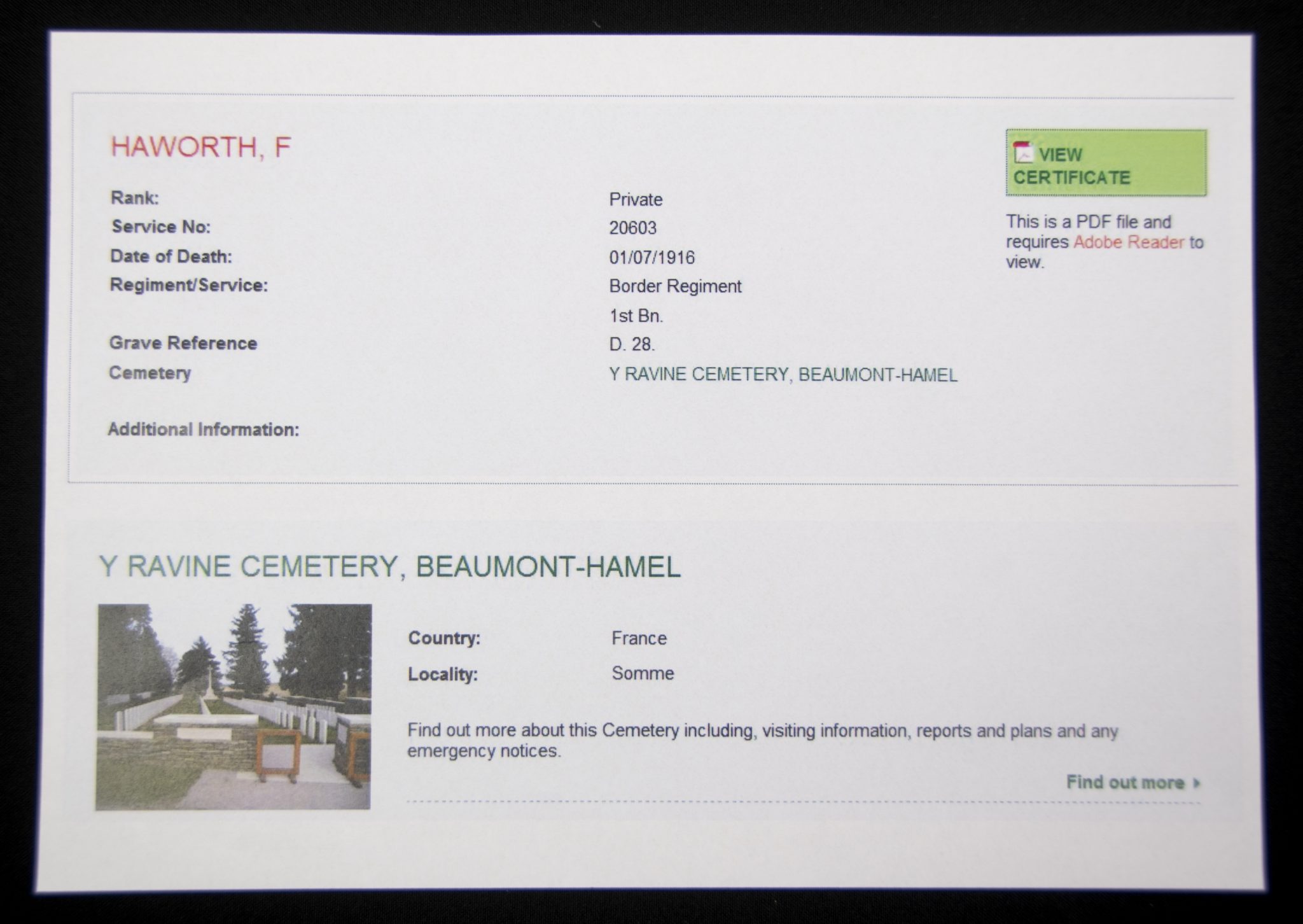 (British Army) First Day of the Somme 1 July 1916 - Victory medal of Private F. Haworth, 20603, 1st Bn., Border Regiment - Image 23