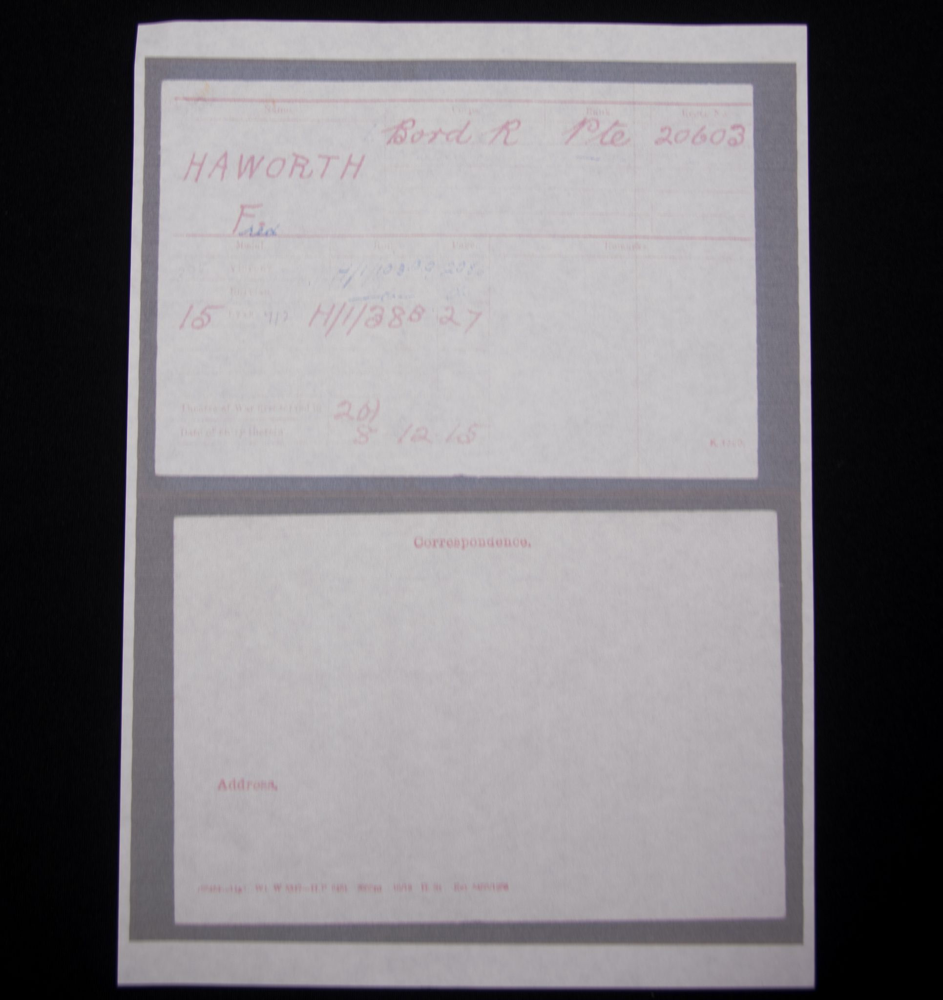 (British Army) First Day of the Somme 1 July 1916 - Victory medal of Private F. Haworth, 20603, 1st Bn., Border Regiment - Image 26