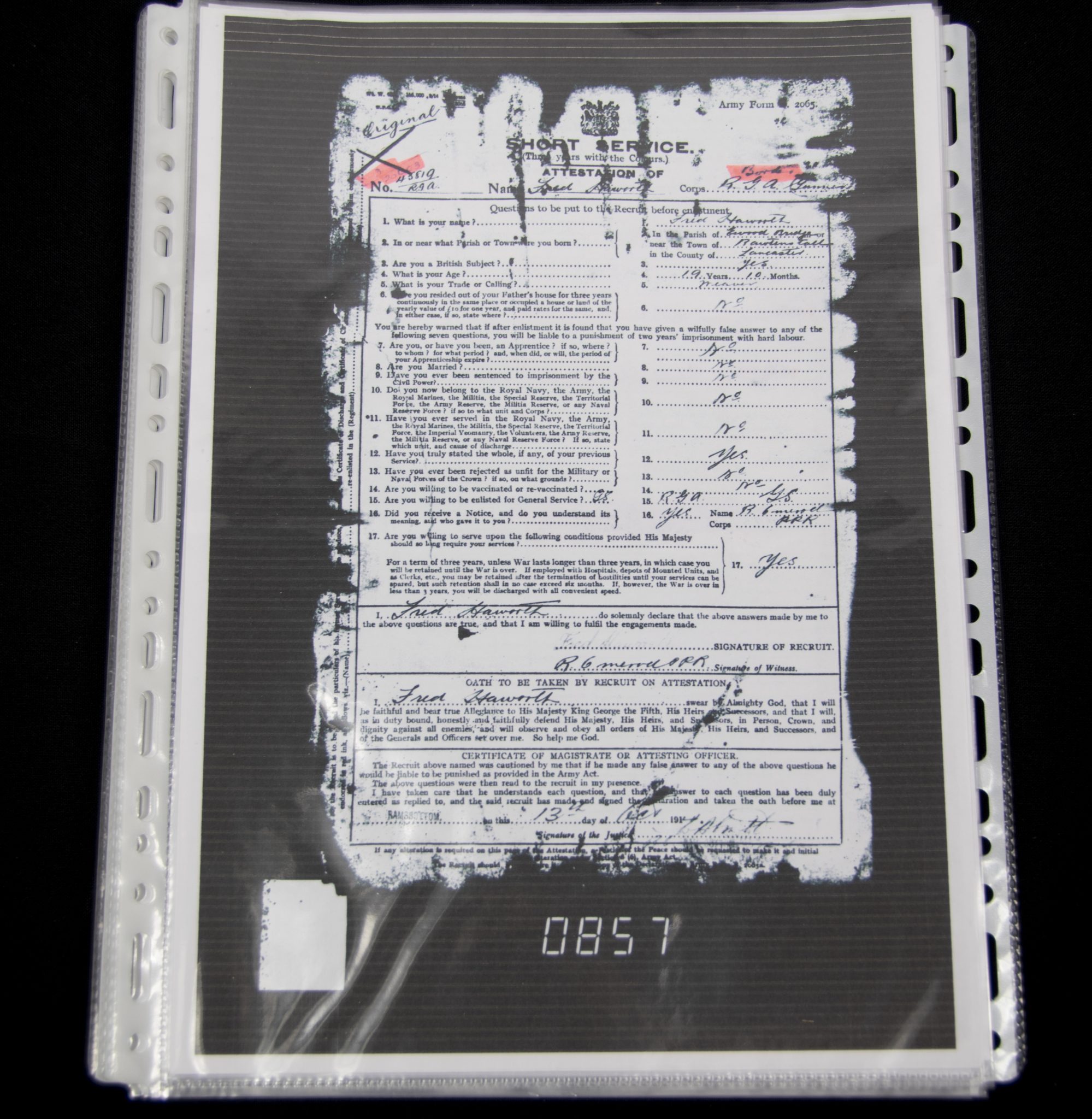 (British Army) First Day of the Somme 1 July 1916 - Victory medal of Private F. Haworth, 20603, 1st Bn., Border Regiment - Image 43