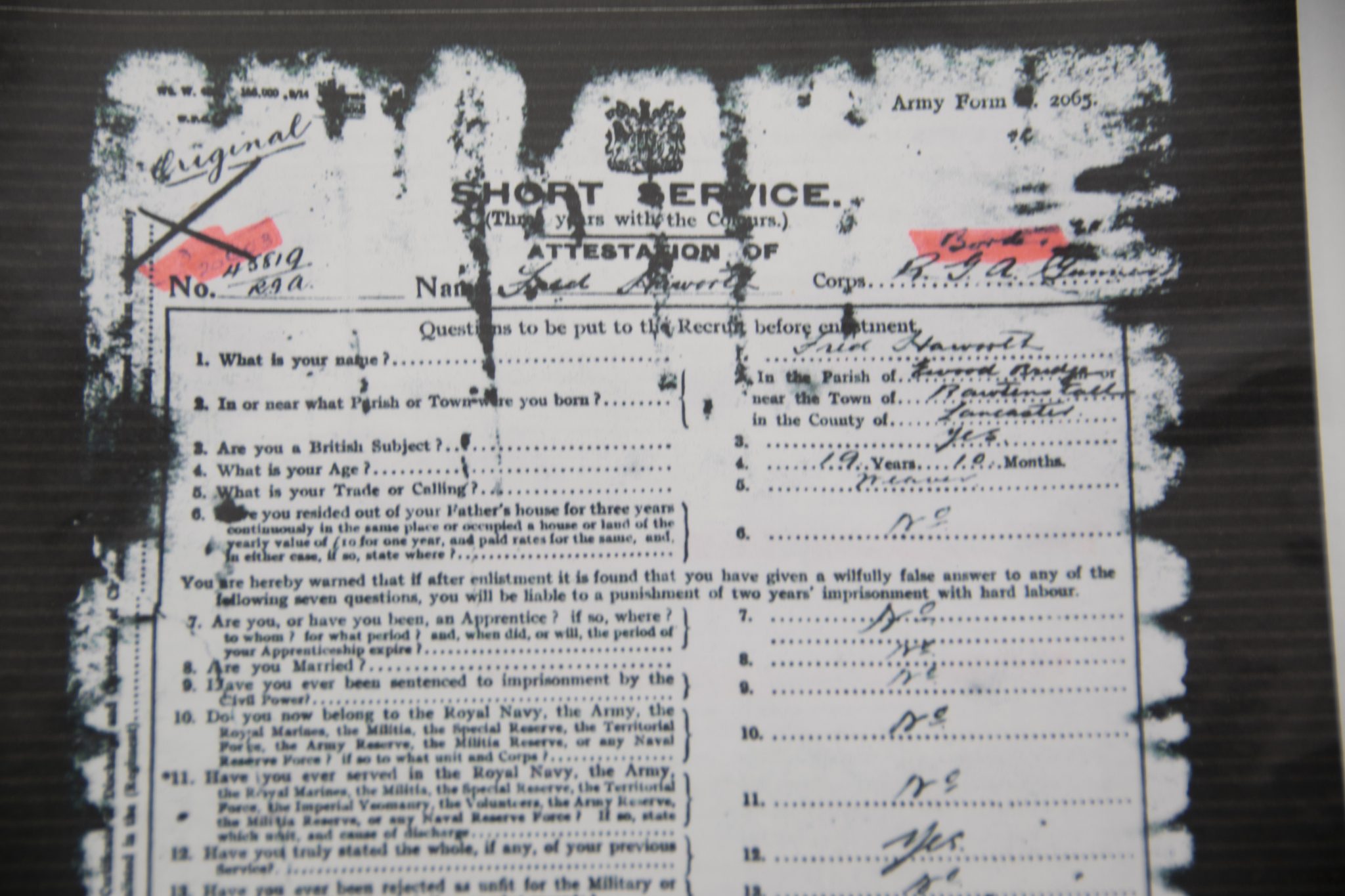 (British Army) First Day of the Somme 1 July 1916 - Victory medal of Private F. Haworth, 20603, 1st Bn., Border Regiment - Image 44