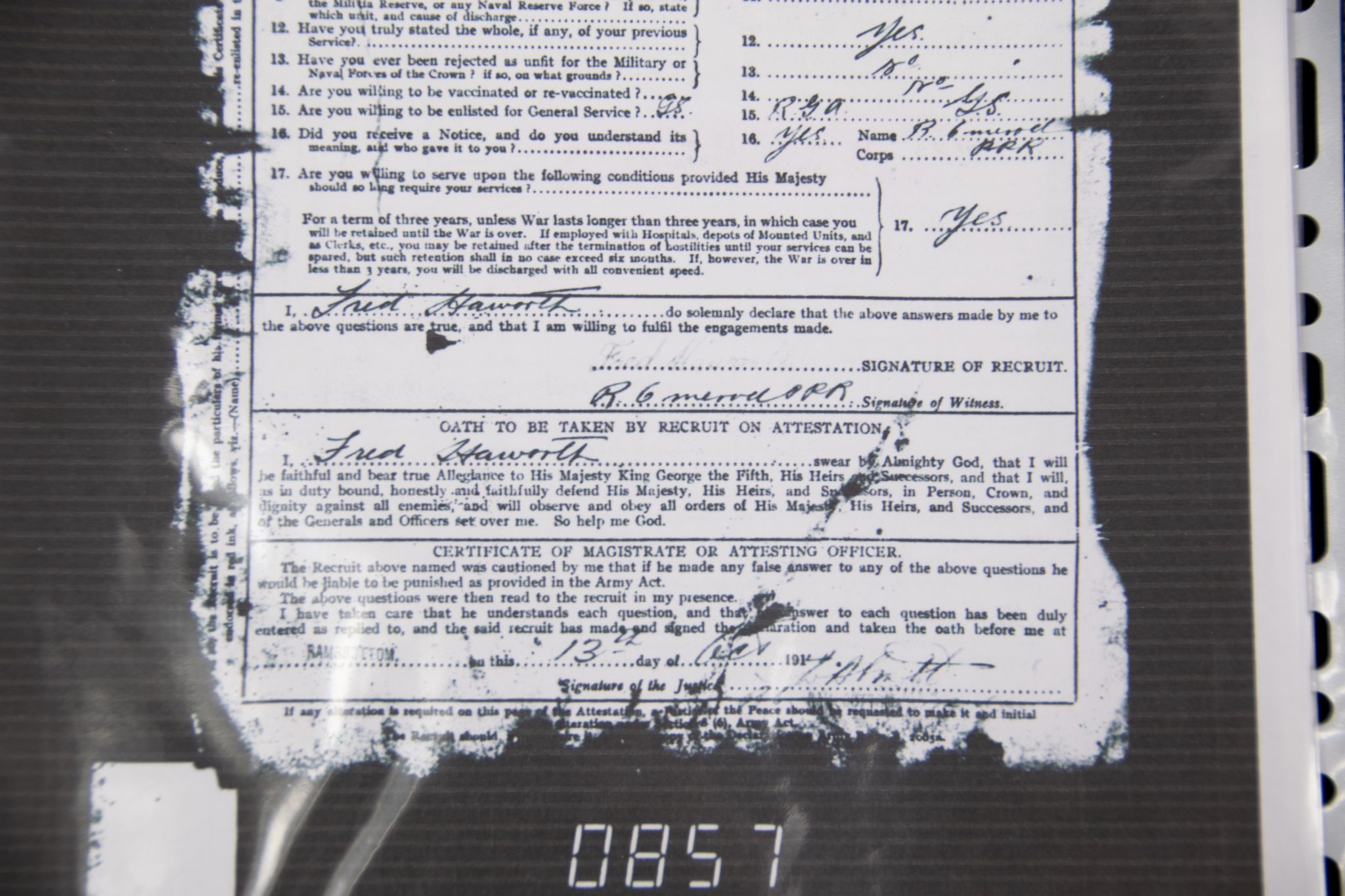 (British Army) First Day of the Somme 1 July 1916 - Victory medal of Private F. Haworth, 20603, 1st Bn., Border Regiment - Image 45