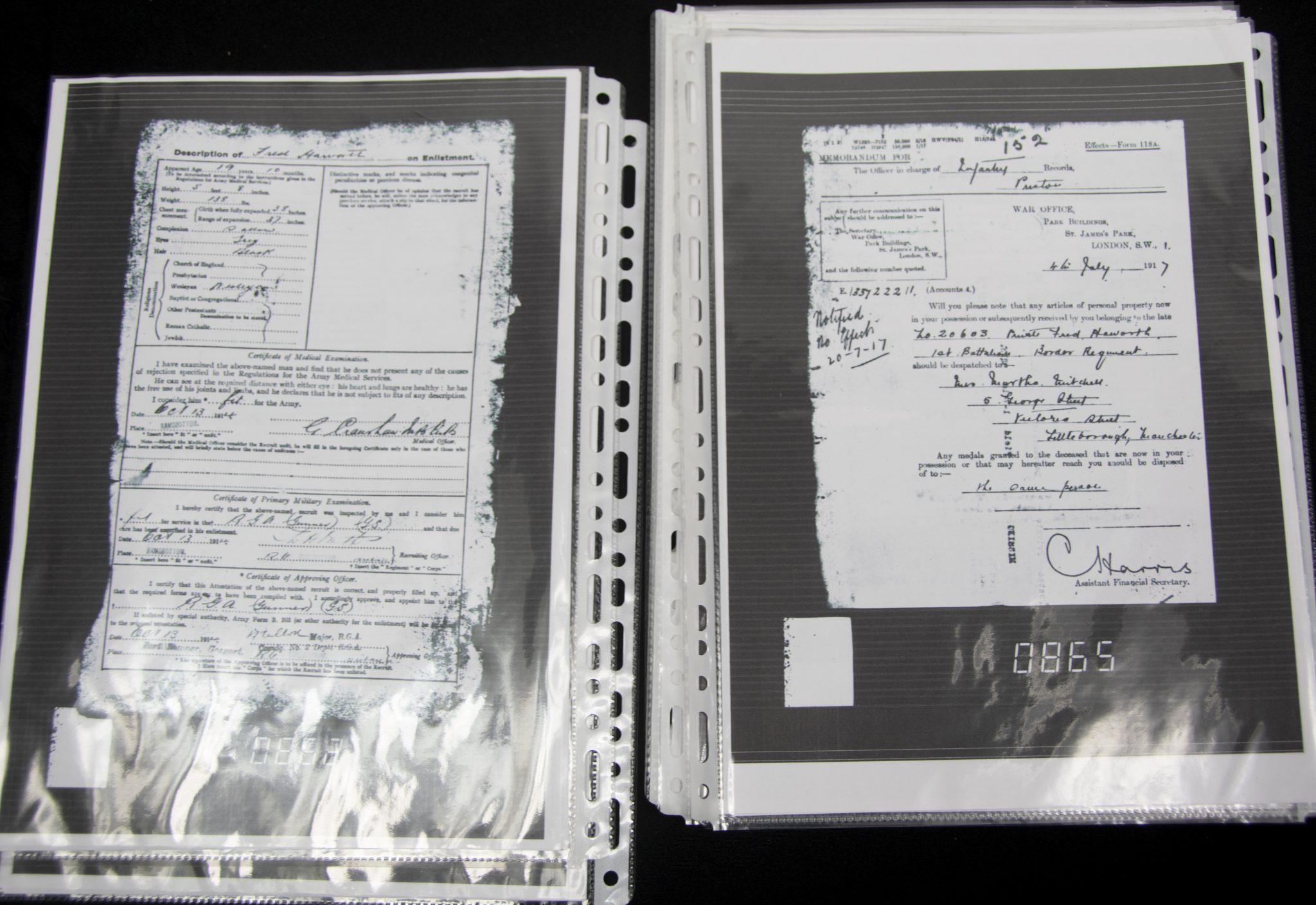 (British Army) First Day of the Somme 1 July 1916 - Victory medal of Private F. Haworth, 20603, 1st Bn., Border Regiment - Image 47