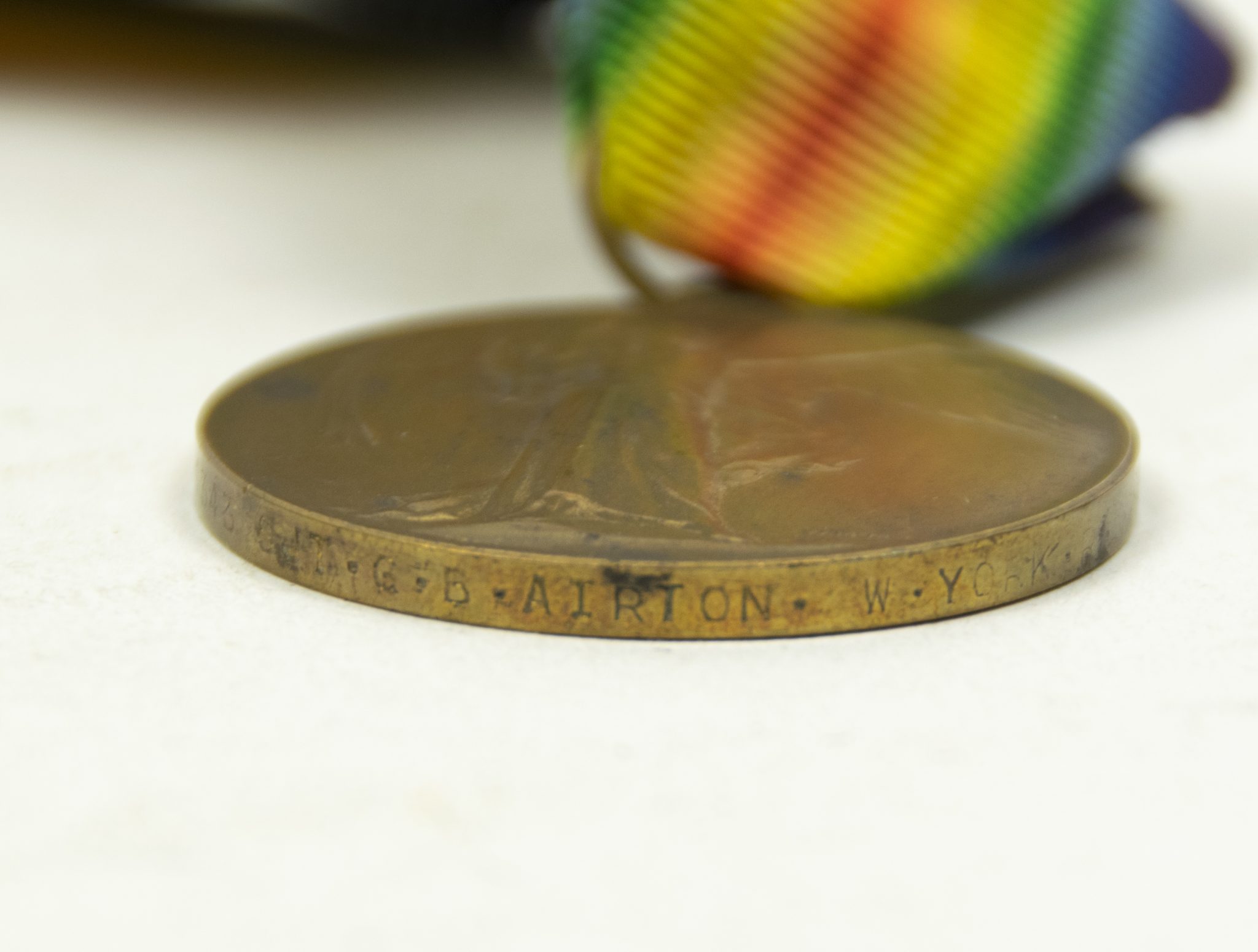 (British Army) First Day of the Somme 1 July 1916 - Victory medal of Serjeant George Beecroft Airton, 161343, 16th Bn., West Yorkshire Regiment