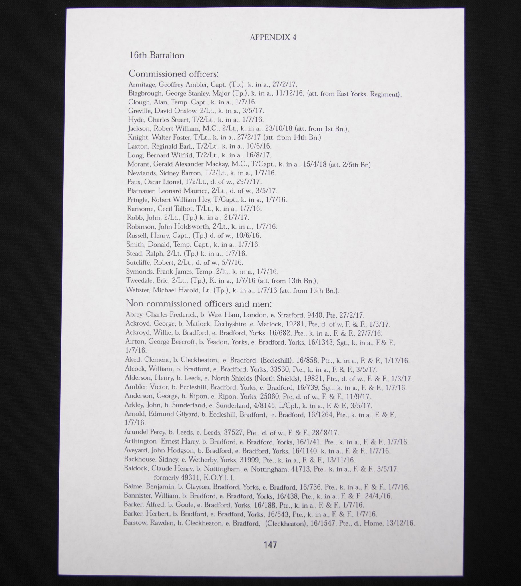 (British Army) First Day of the Somme 1 July 1916 - Victory medal of Serjeant George Beecroft Airton, 16/1343, 16th Bn., West Yorkshire Regiment - Image 20