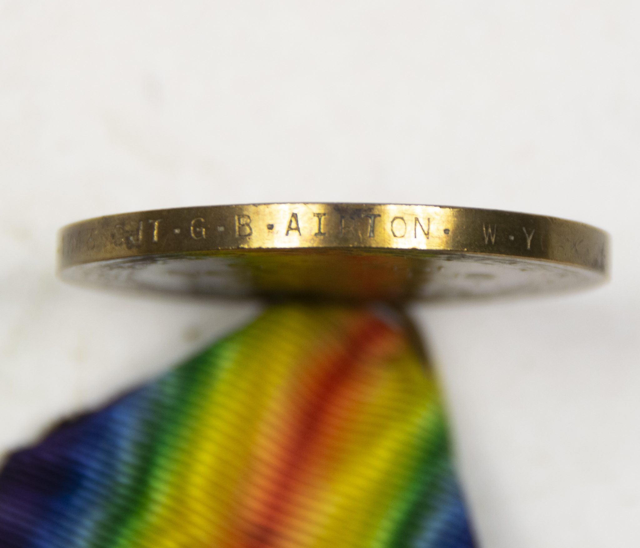 (British Army) First Day of the Somme 1 July 1916 - Victory medal of Serjeant George Beecroft Airton, 161343, 16th Bn., West Yorkshire Regiment