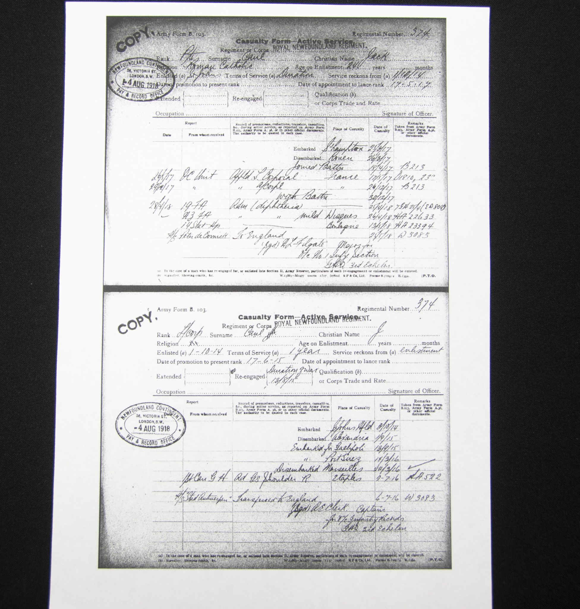 (British Army) First Day of the Somme 1 July 1916 WOUNDED - 1914-15 Star John Joseph Caul, Royal Newfoundland Regiment - Image 20