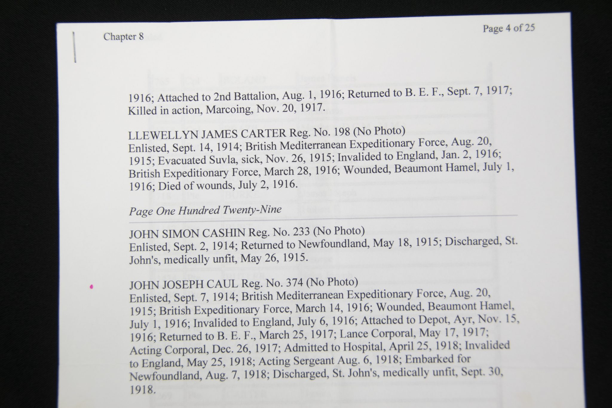 (British Army) First Day of the Somme 1 July 1916 WOUNDED - 1914-15 Star John Joseph Caul, Royal Newfoundland Regiment - Image 7