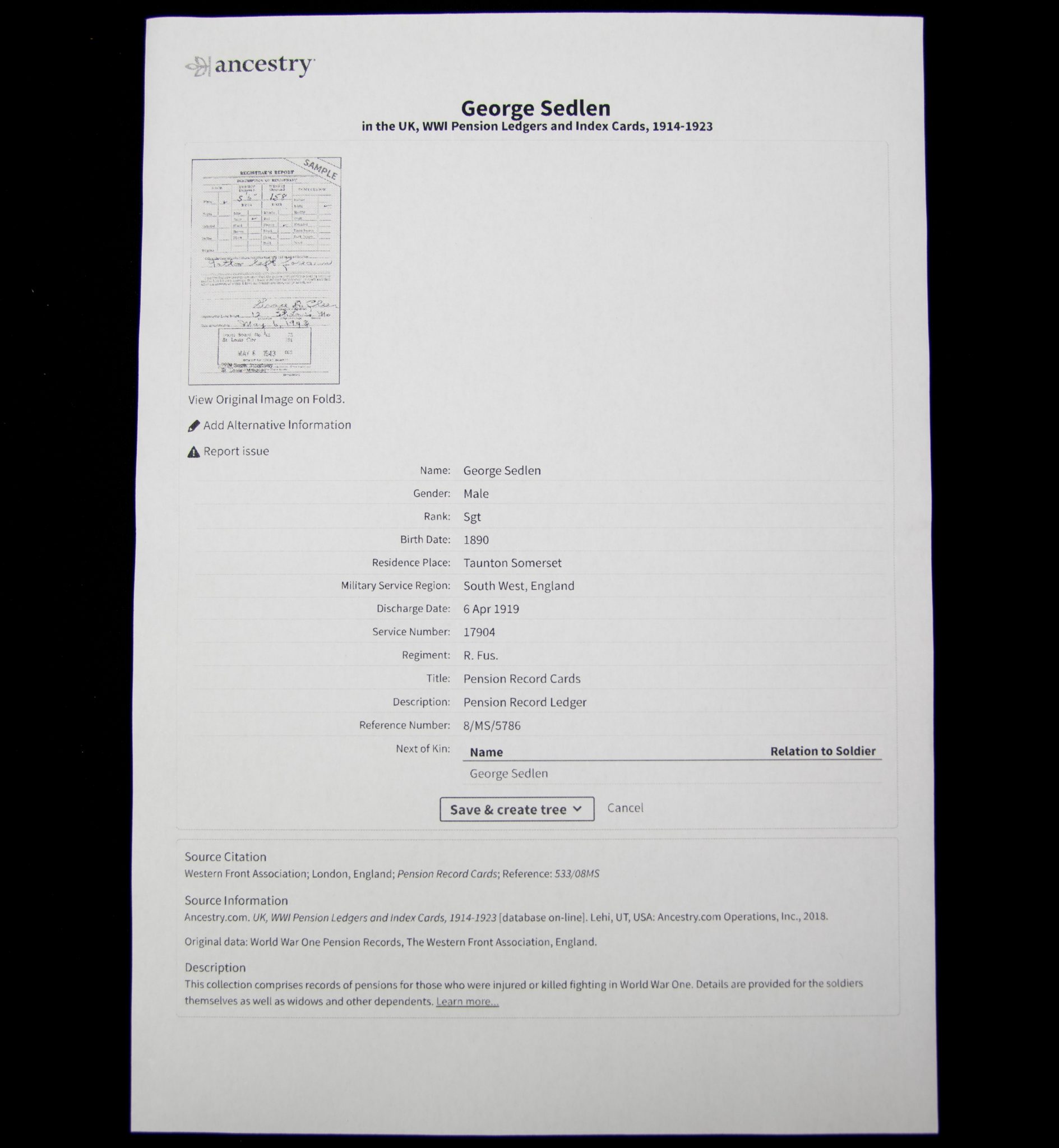 (British Army) First Day of the Somme 1 July 1916 WOUNDED - 1914 Star Sgt George Sedlen, 17904, Somerset Light Infantry - Image 14