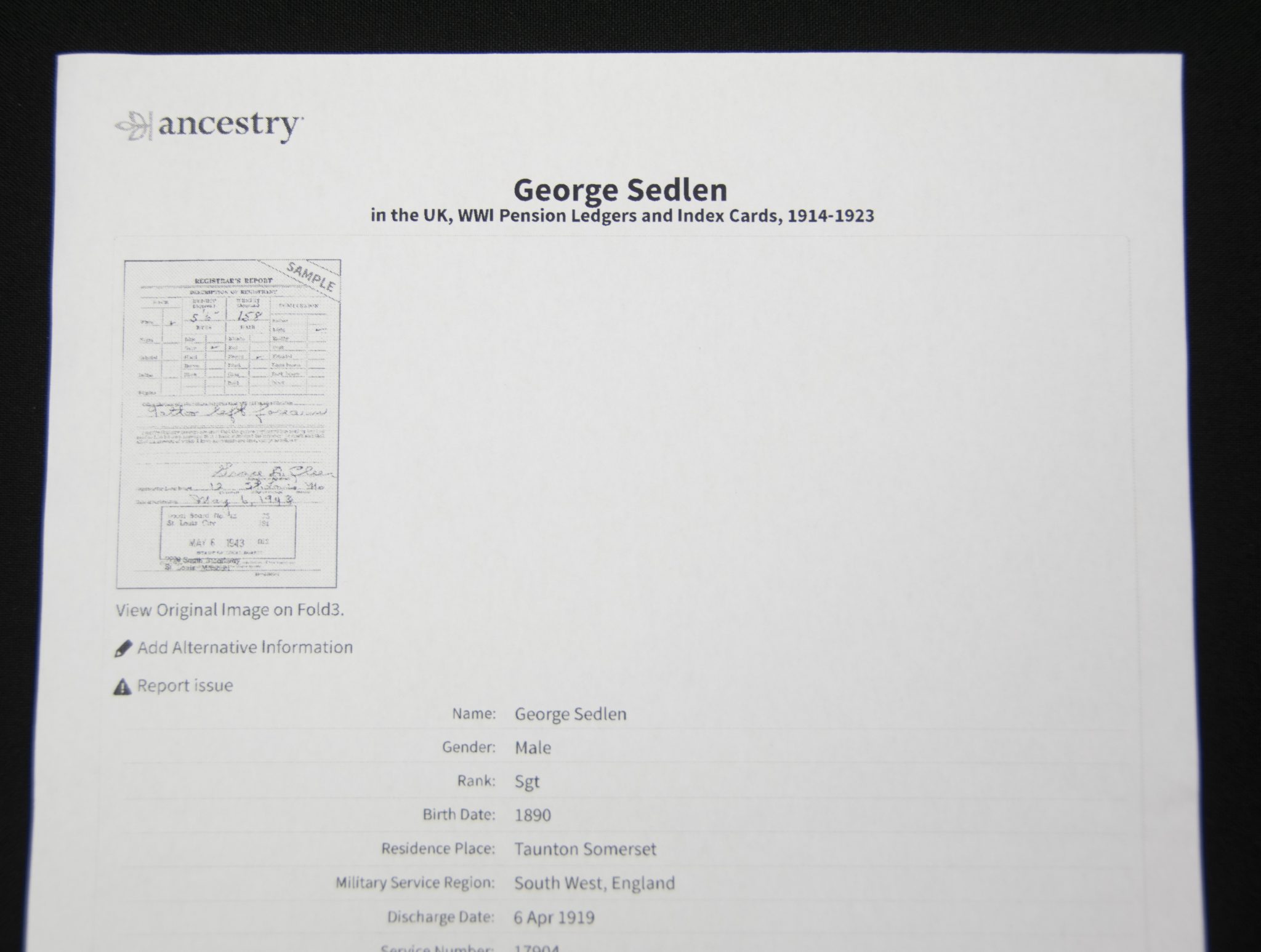 (British Army) First Day of the Somme 1 July 1916 WOUNDED - 1914 Star Sgt George Sedlen, 17904, Somerset Light Infantry - Image 15