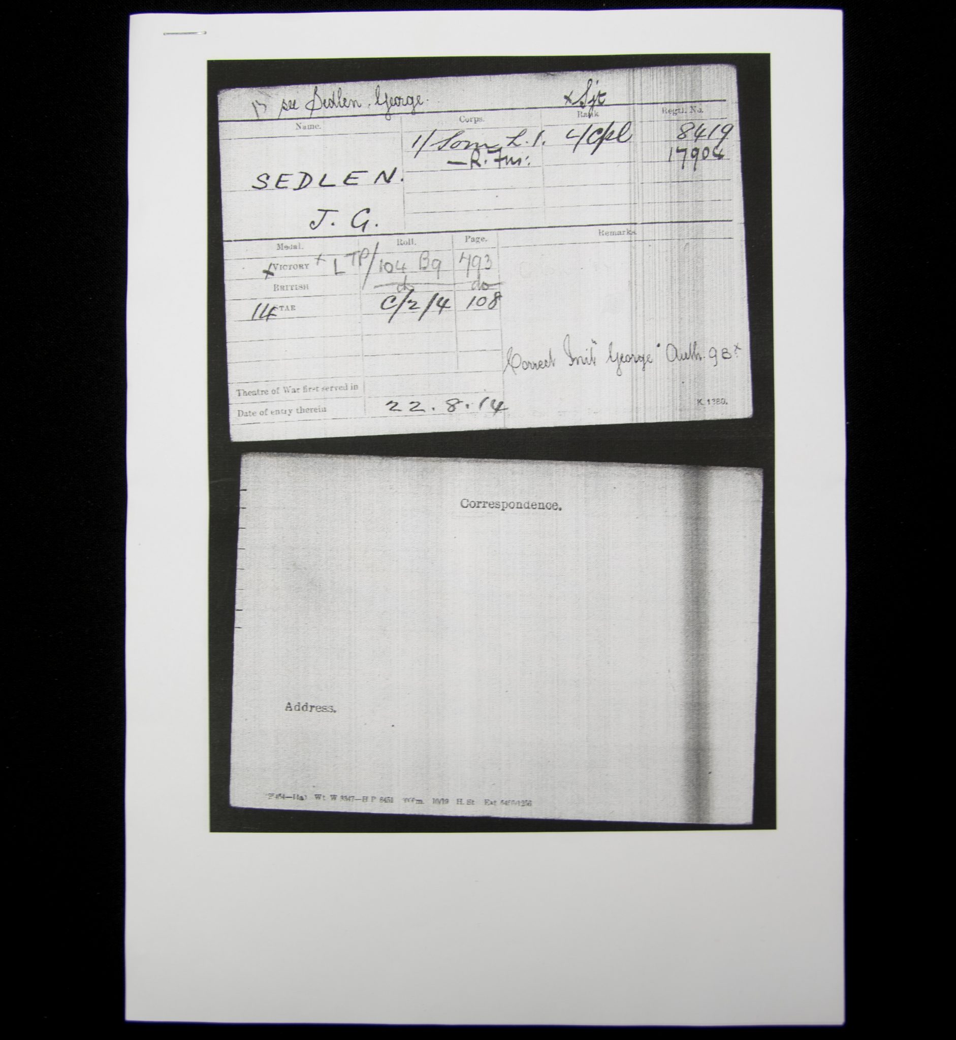 (British Army) First Day of the Somme 1 July 1916 WOUNDED - 1914 Star Sgt George Sedlen, 17904, Somerset Light Infantry - Image 6