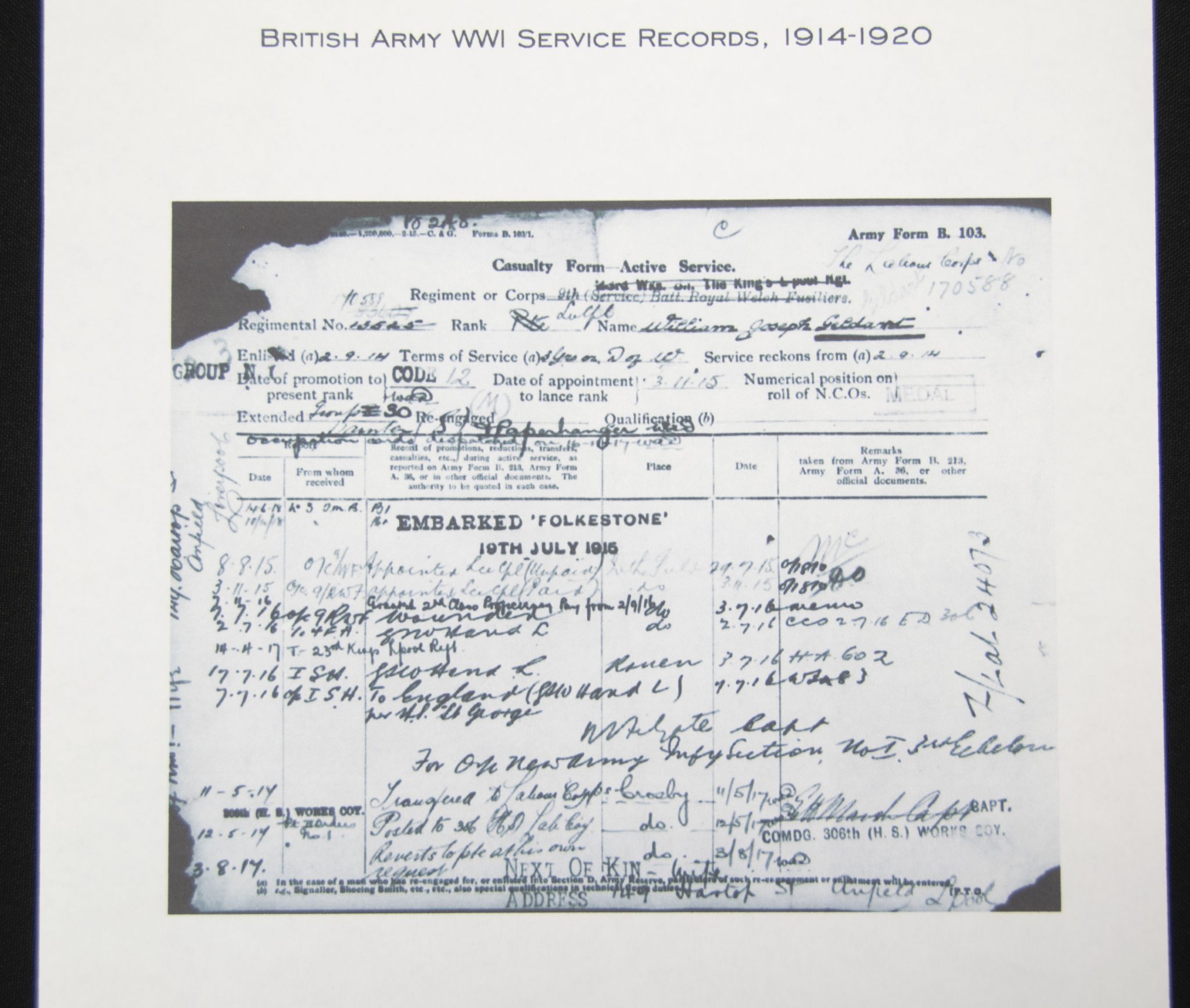 (British Army) First Day of the Somme 1 July 1916 WOUNDED - 1914-15 Star of Private William Joseph Geldart, 13525, Royal Welsch Fusiliers - Image 22