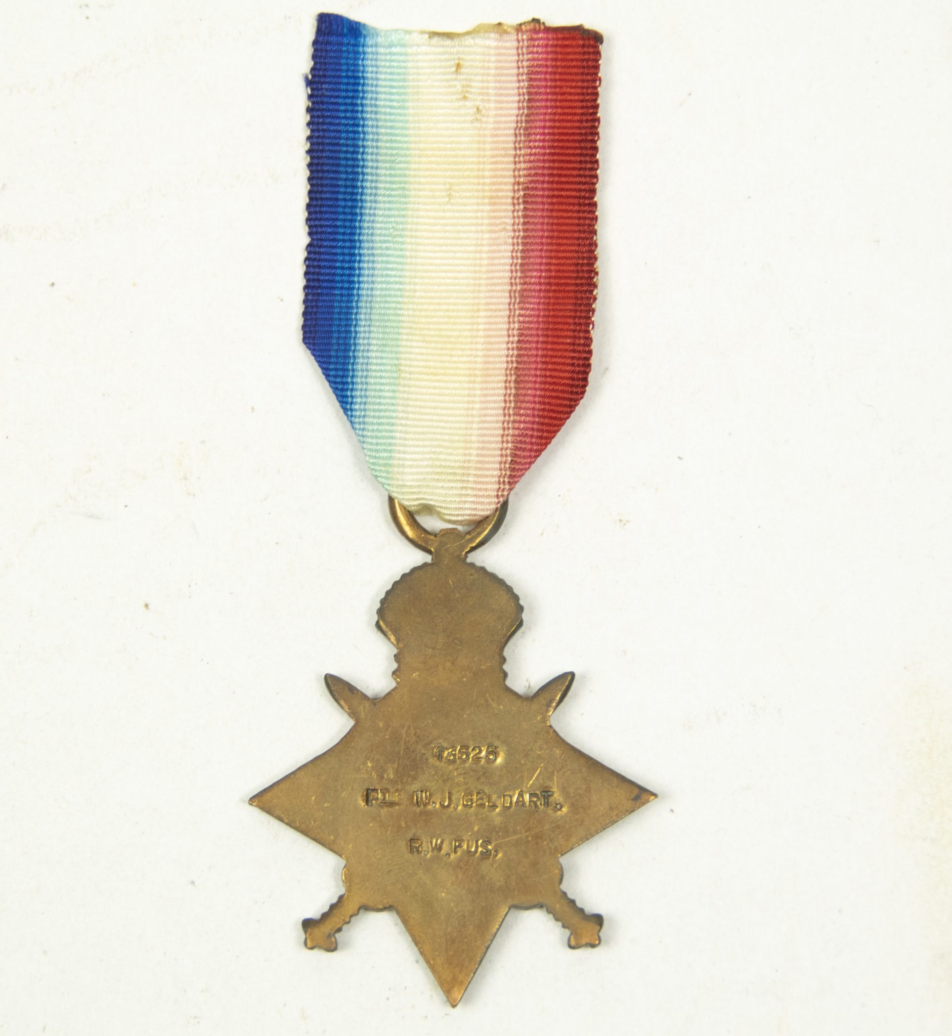 (British Army) First Day of the Somme 1 July 1916 WOUNDED - 1914-15 Star of Private William Joseph Geldart, 13525, Royal Welsch Fusiliers - Image 4