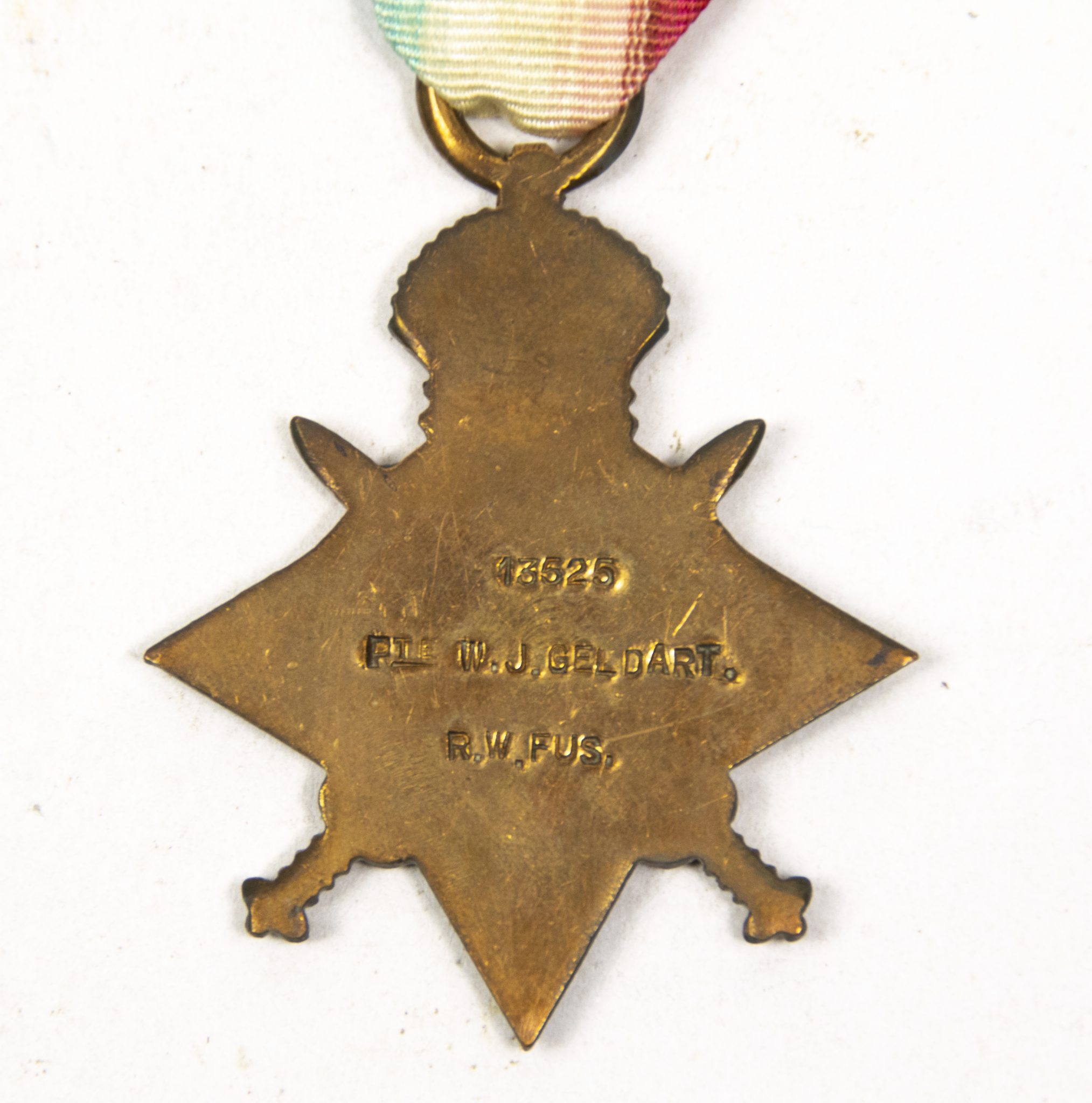 (British Army) First Day of the Somme 1 July 1916 WOUNDED - 1914-15 Star of Private William Joseph Geldart, 13525, Royal Welsch Fusiliers - Image 5