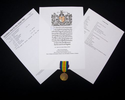 (British Army) First Day of the Somme 1 July 1916 WOUNDED - Victory medal of Private Edwin William Jones, 4257, Royal Warwickshire Regiment