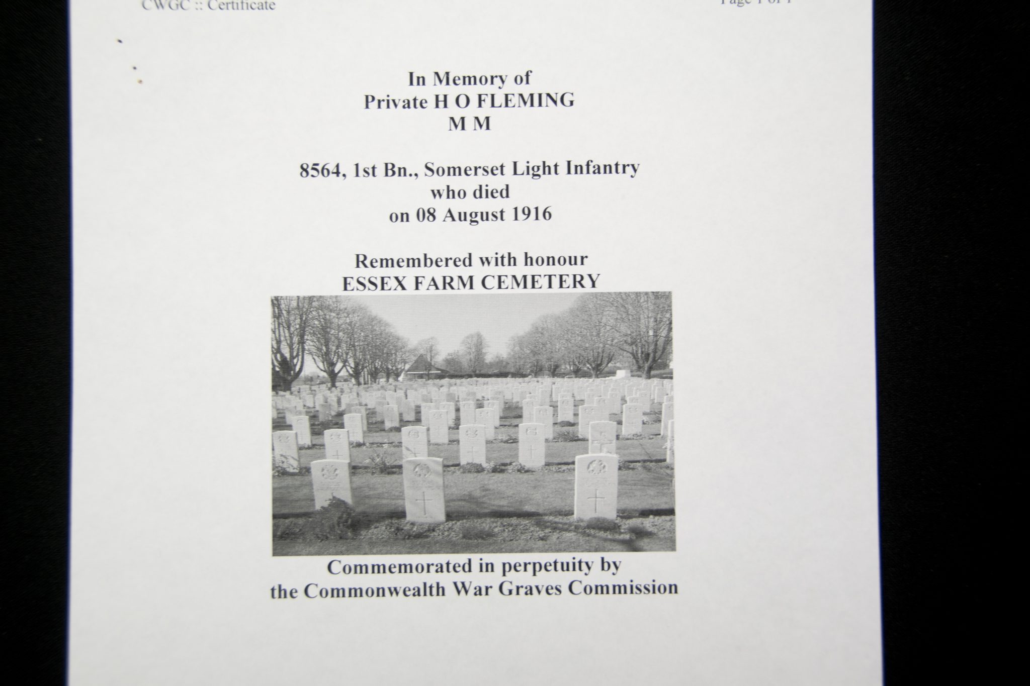 (British Army) First Day of the Somme 1 July 1916 WOUNDED - Victory medal of Private Harold O. Fleming, 8564, 1st Bn., Somerset Light Infantry - Image 23