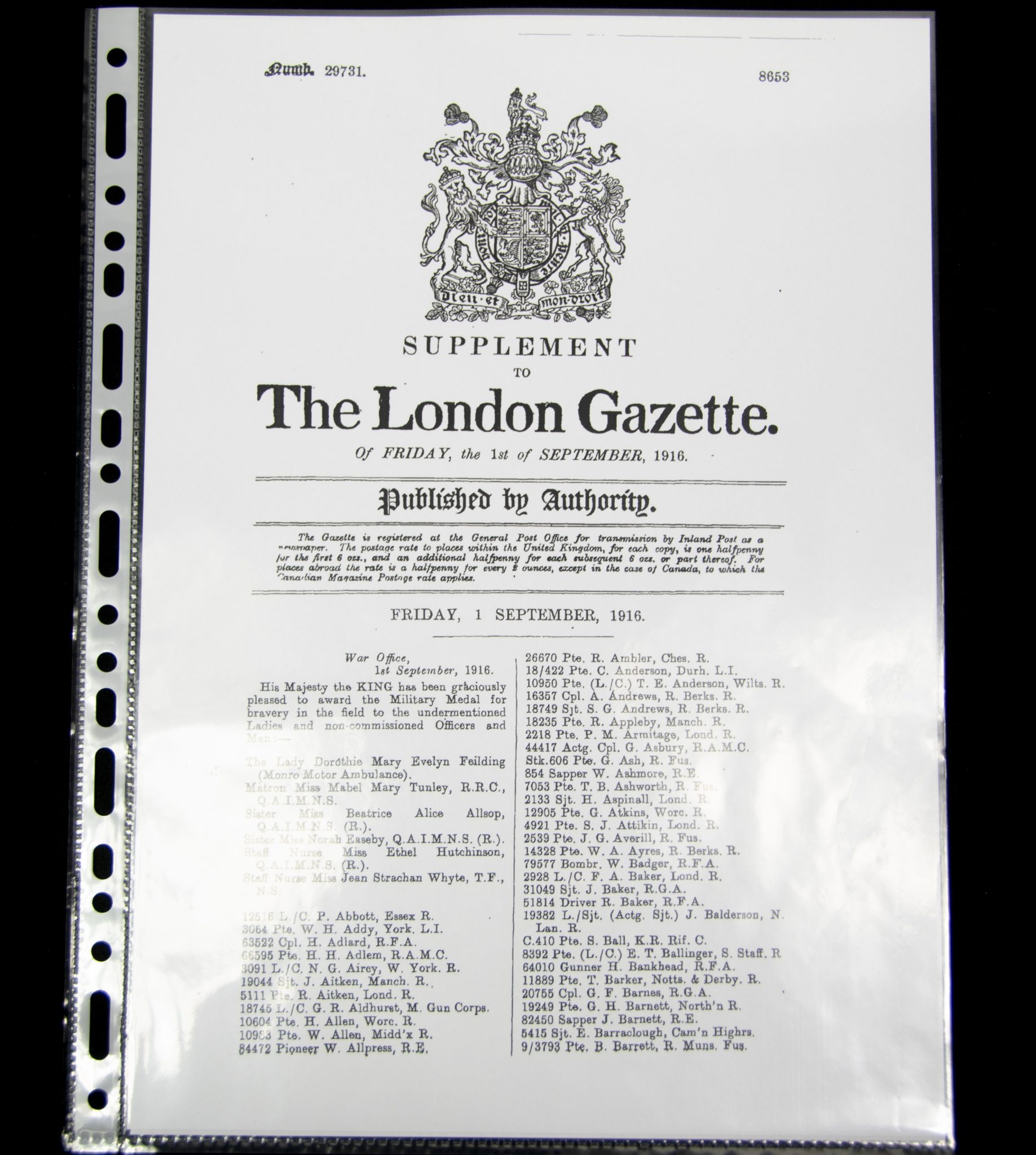 (British Army) First Day of the Somme 1 July 1916 WOUNDED - Victory medal of Private Harold O. Fleming, 8564, 1st Bn., Somerset Light Infantry - Image 29